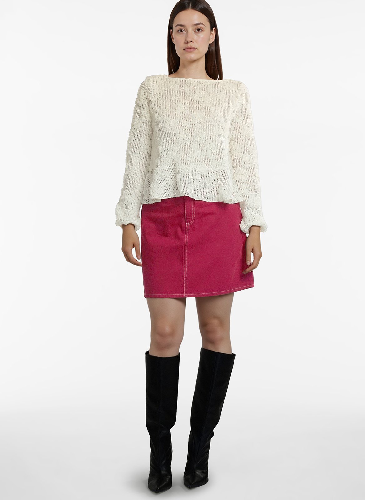 Cotton-mix midi skirt VILA Red