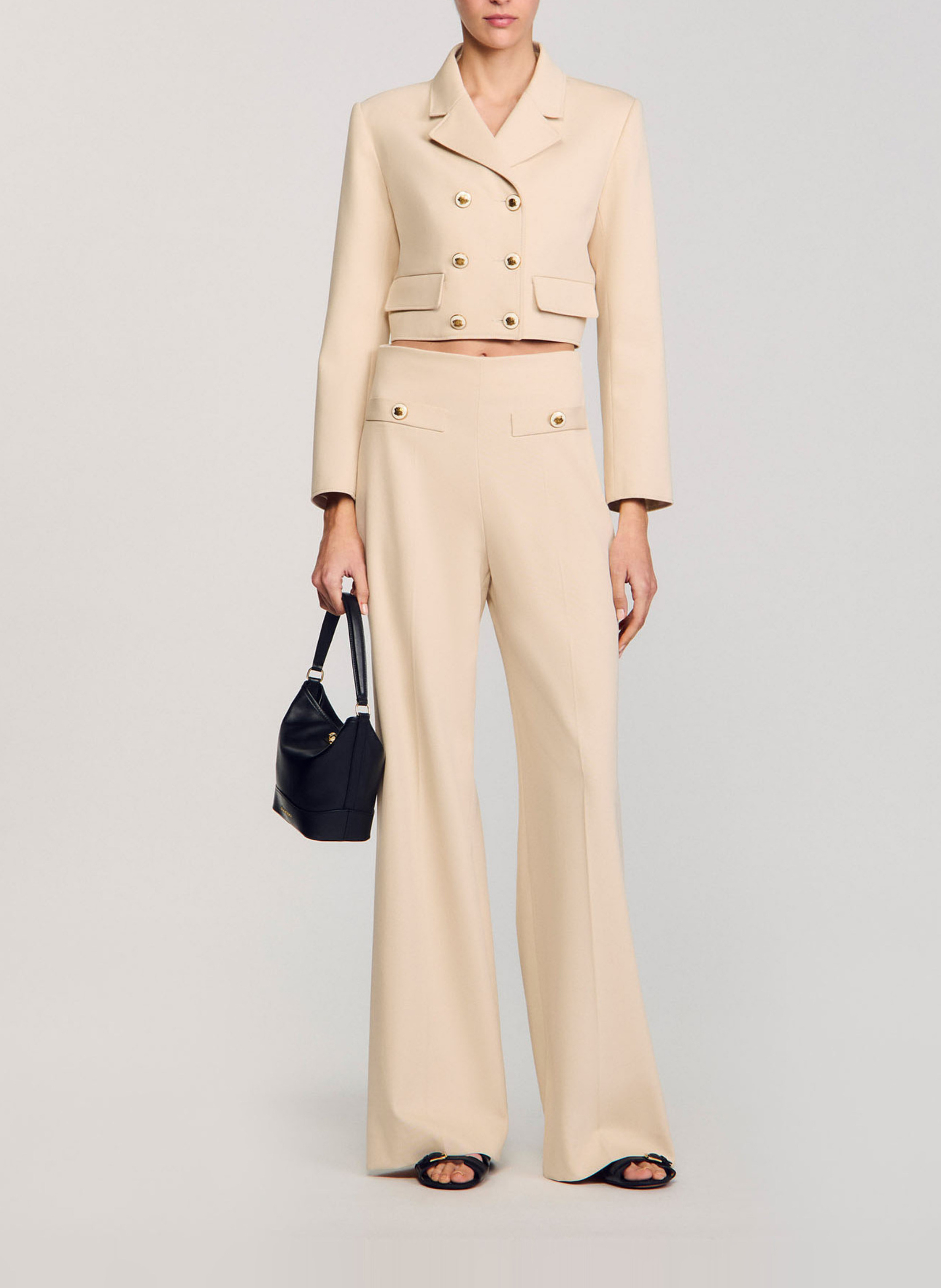 Petit sac seau bandoulière en cuir SANDRO Noir