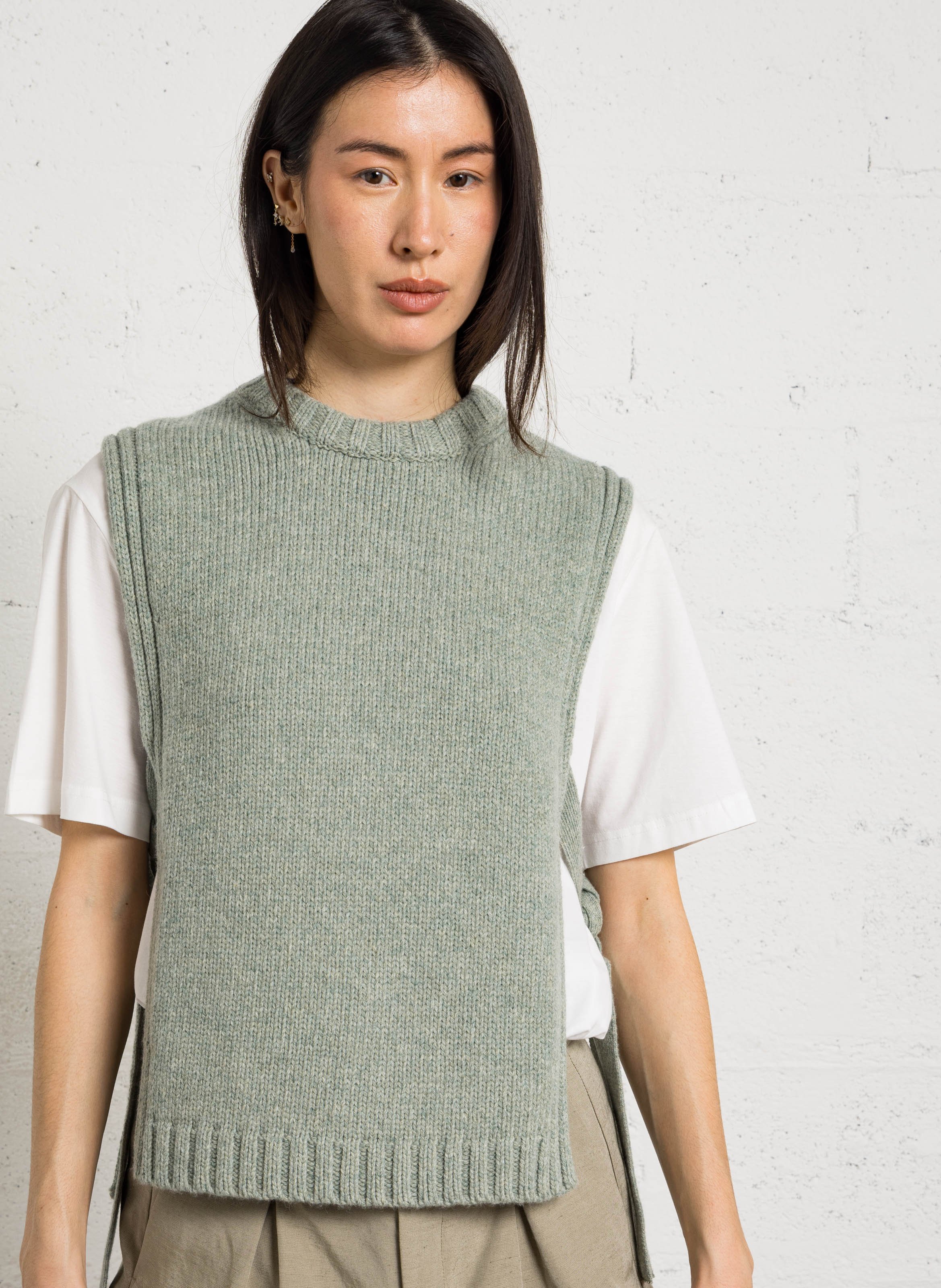 Plastron col rond en laine SOEUR Bleu