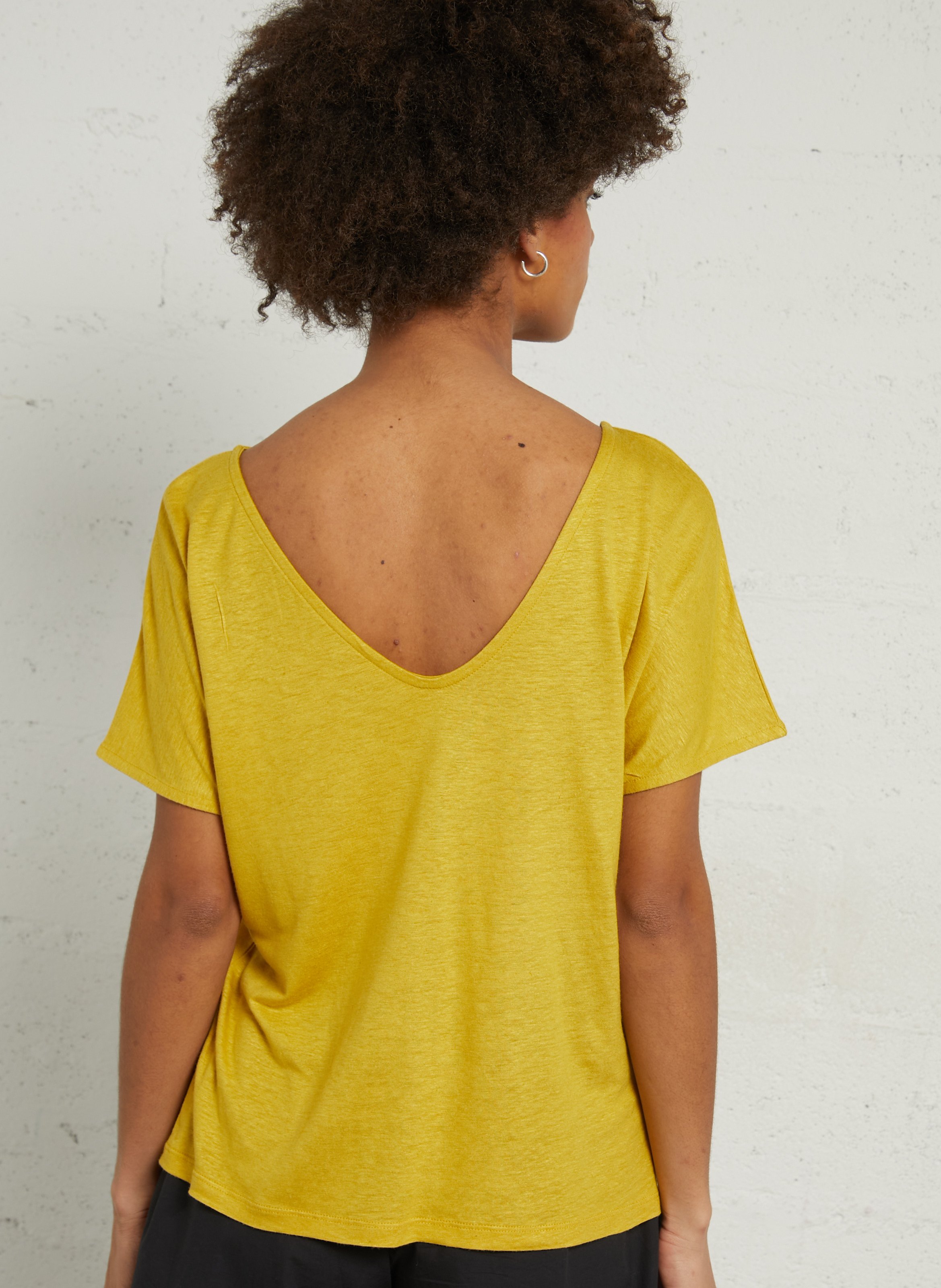 Tee-shirt manche courtes fluide uni NICE THINGS Jaune