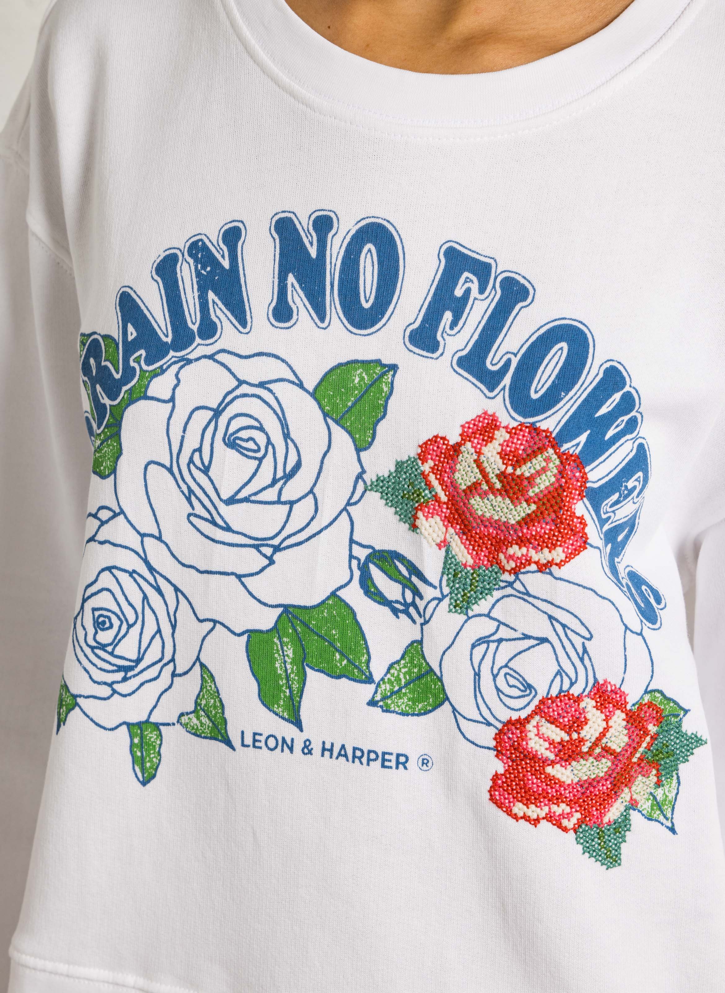 Rundhals-Sweatshirt aus Bio-Baumwolle LEON & HARPER Weiss