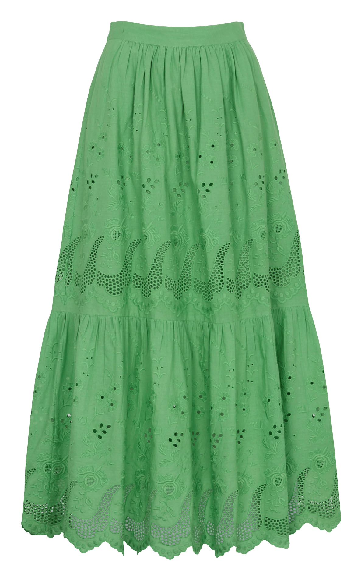 Lange uitlopende rok met Engelse borduurwerk in katoen. PETITE MENDIGOTE