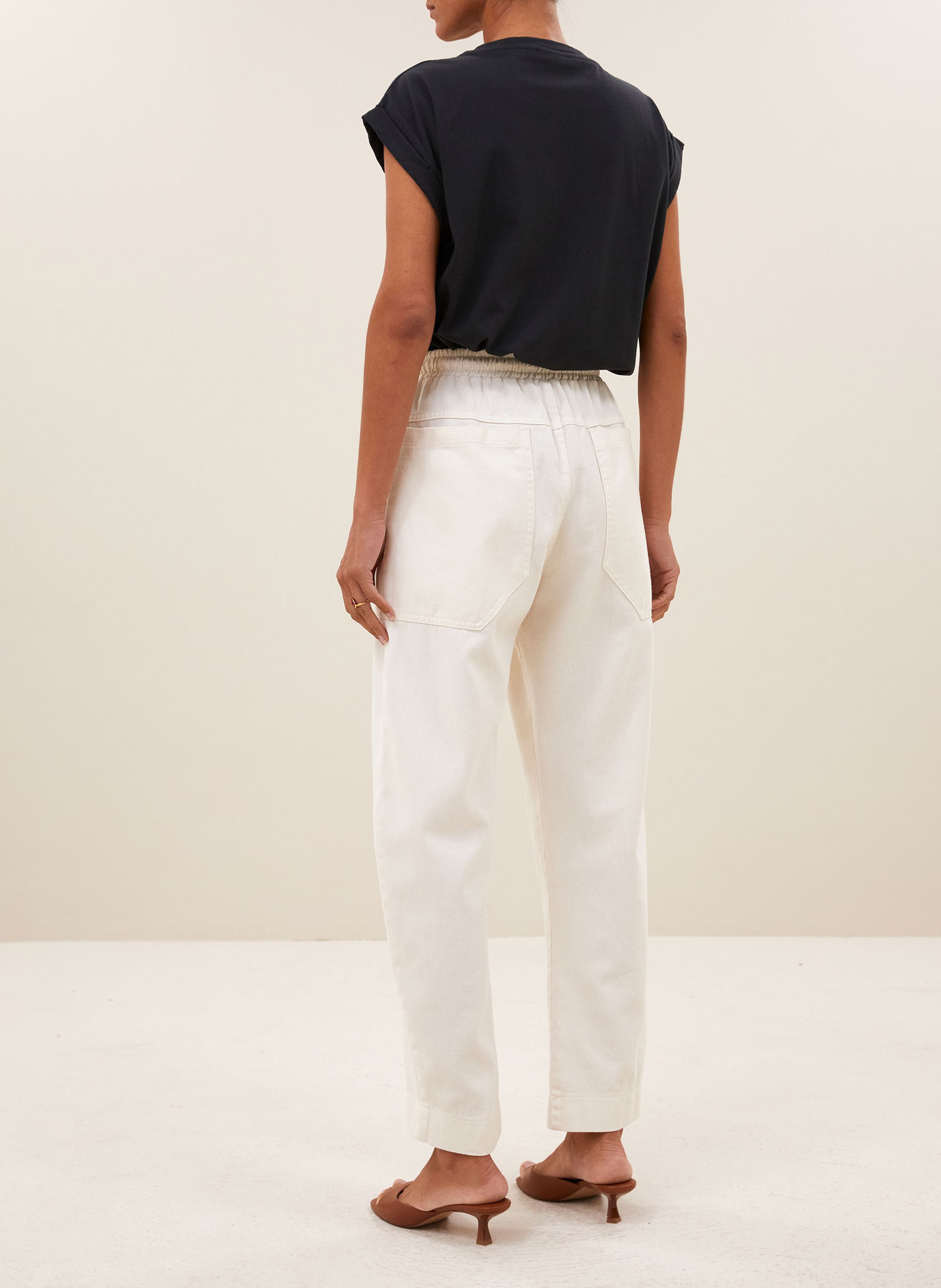 Katoenen straight fit pantalon BY BAR Wit