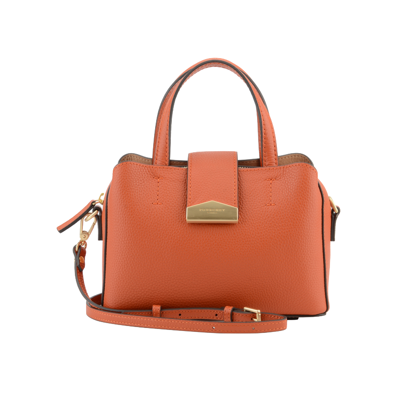 Leather handbag POURCHET Orange