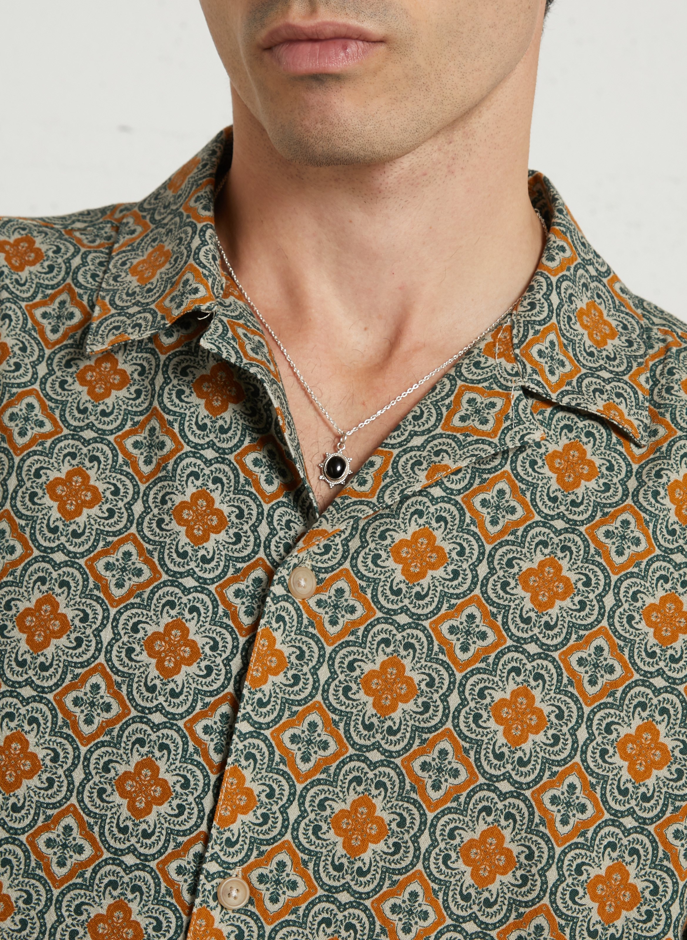 Camicia ampia stampata in cotone biologico LES DEUX Verde