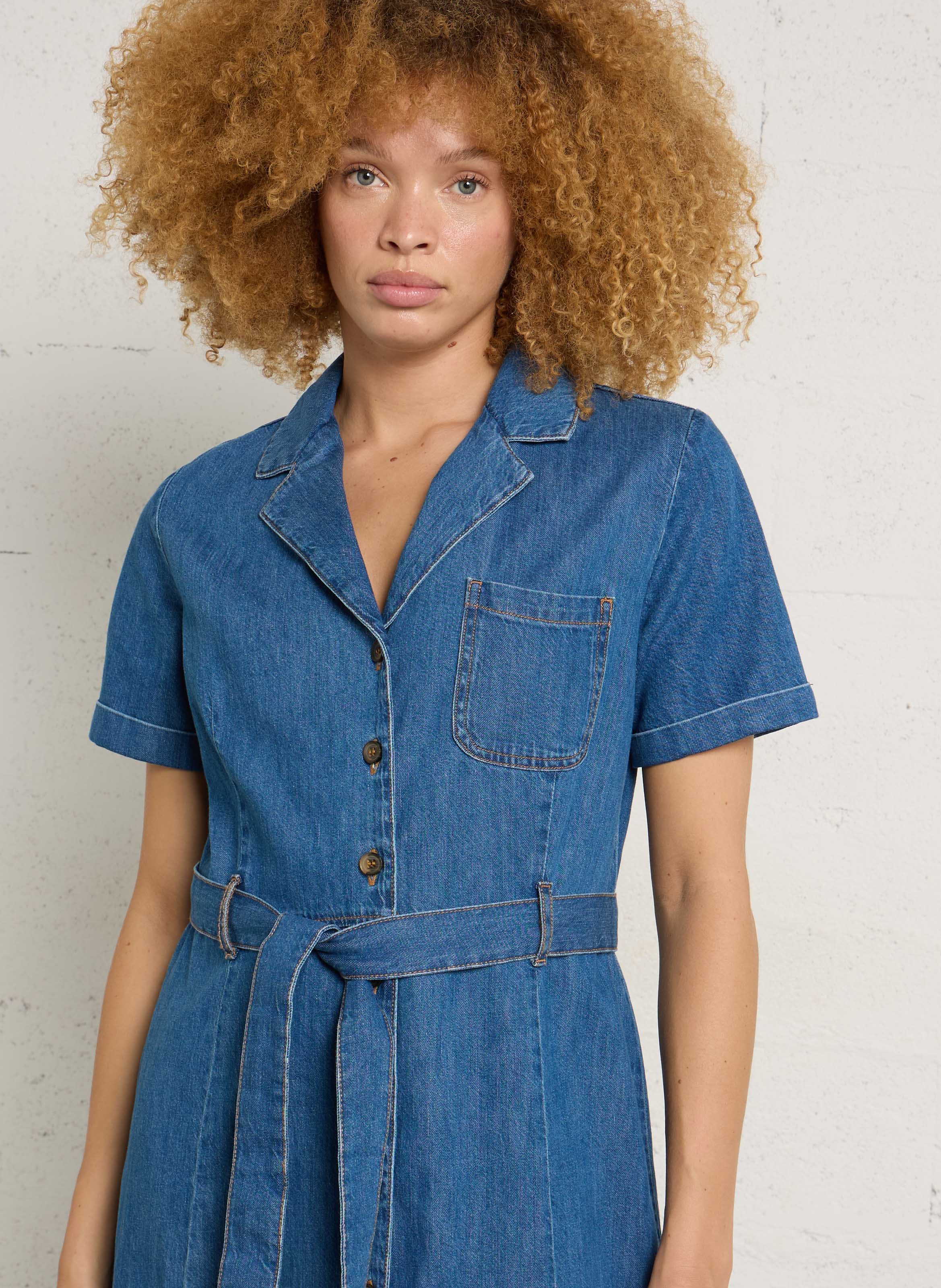 Flared cotton midi dress SUD EXPRESS Blue