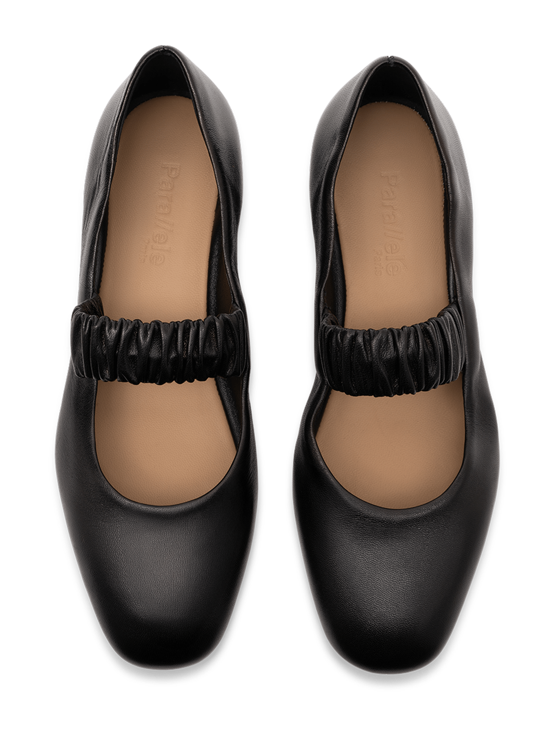 Black nappa leather ballerina flats PARALLELE PARIS Black
