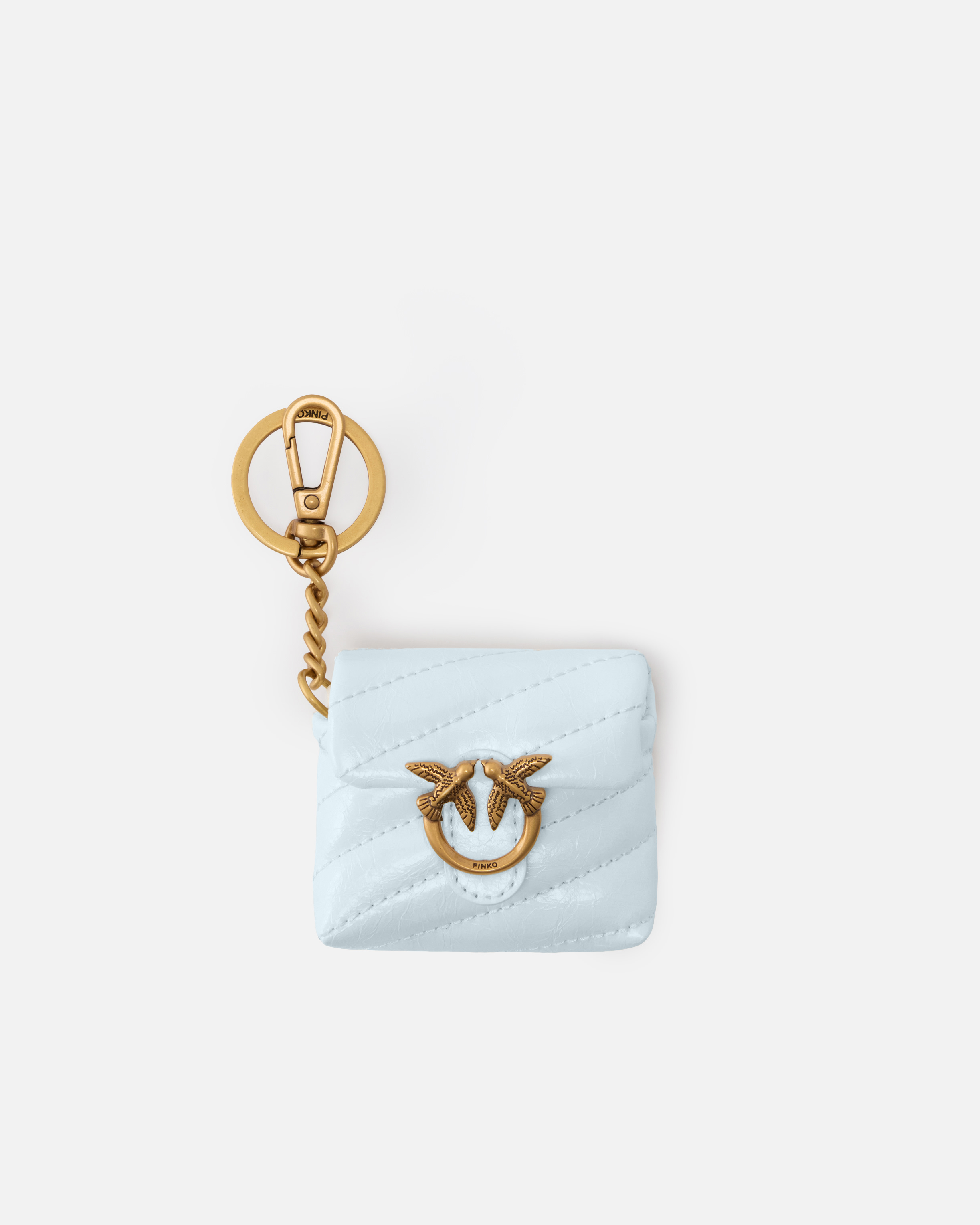 Étui pour airpods love bag puff en cuir brillant PINKO