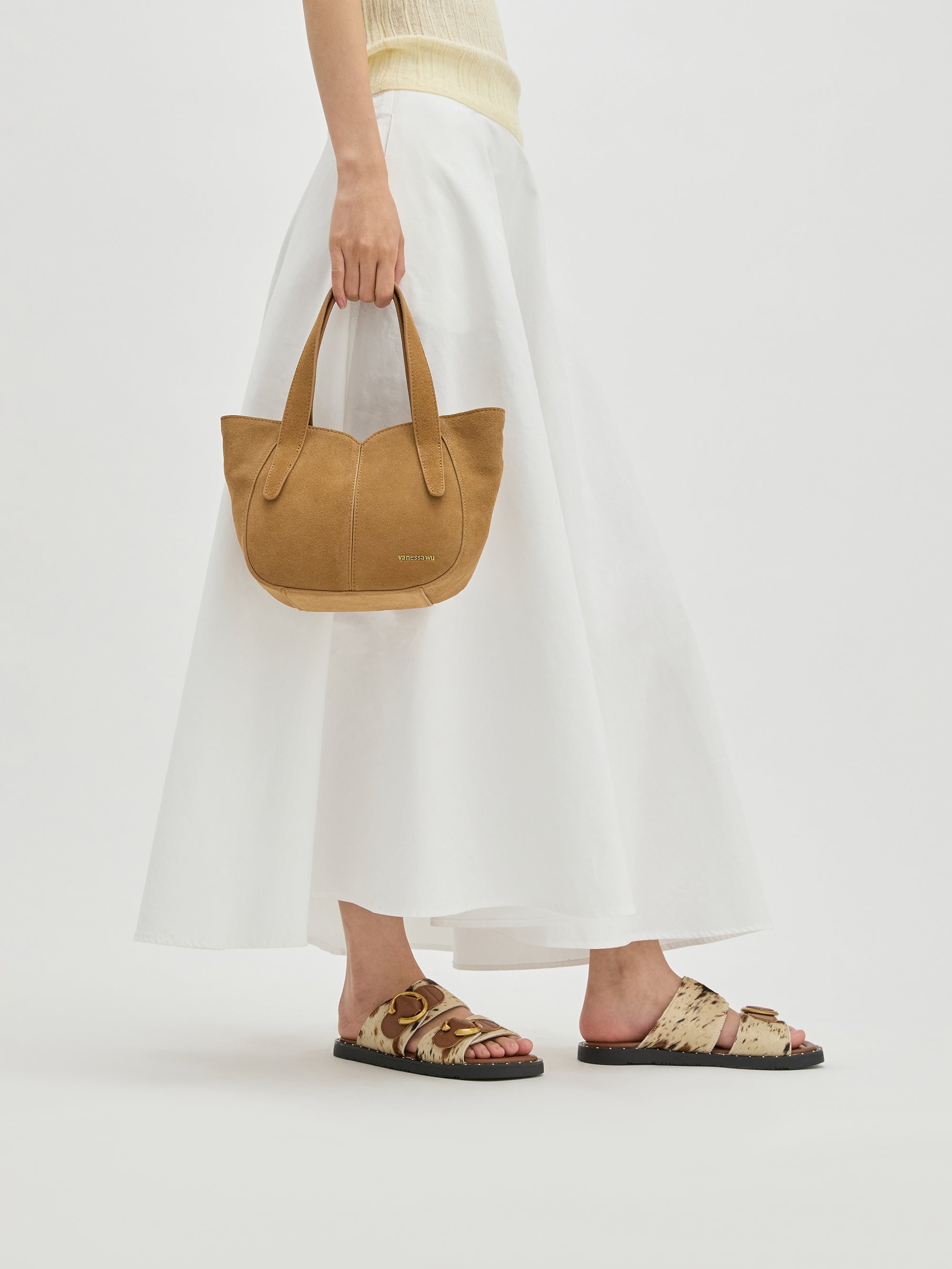 Leather and suede strap mules VANESSA WU Beige