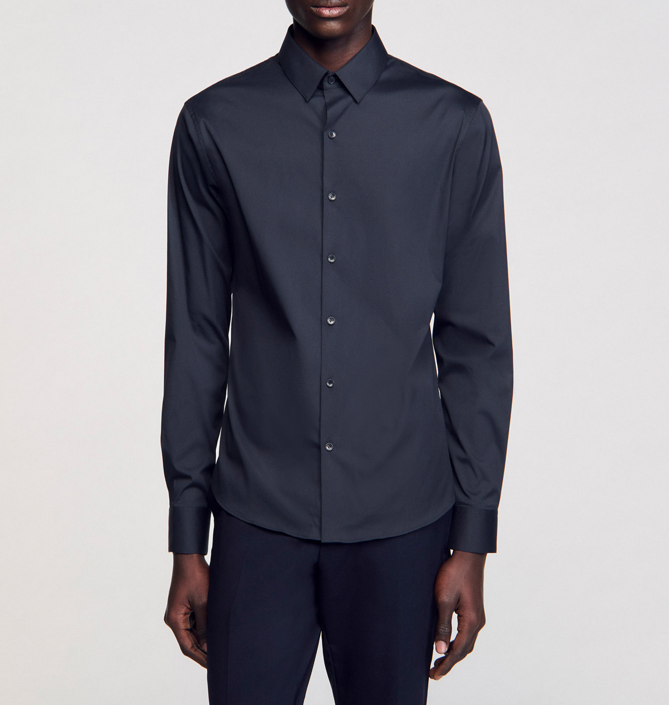 Chemise slim-fit en coton stretch SANDRO Bleu