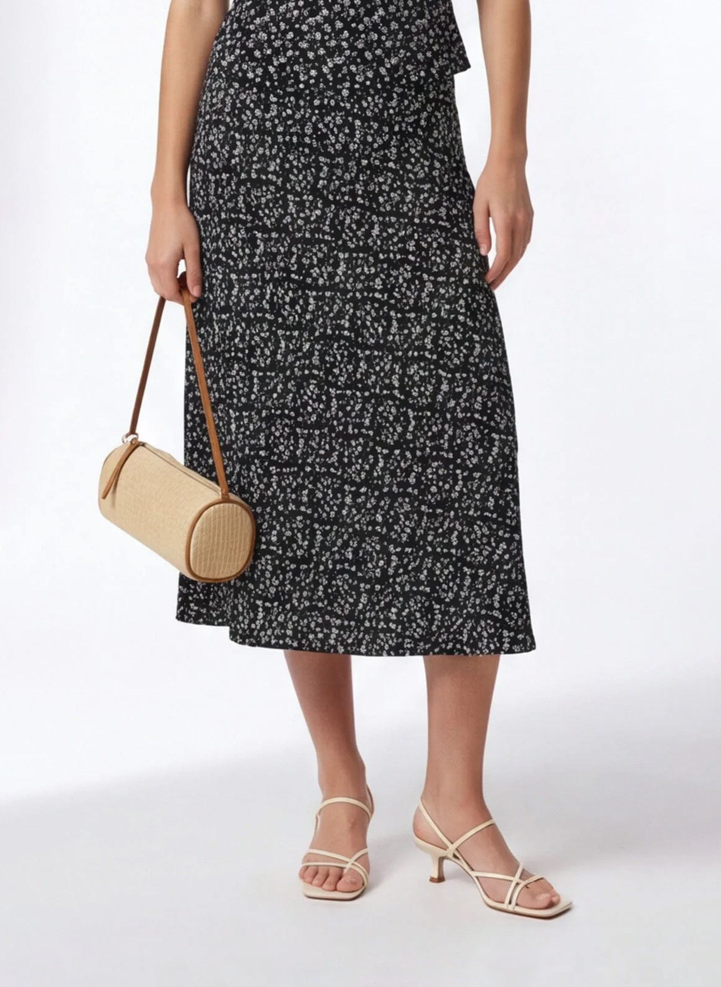 Geblümter Midirock KOOKAI Schwarz