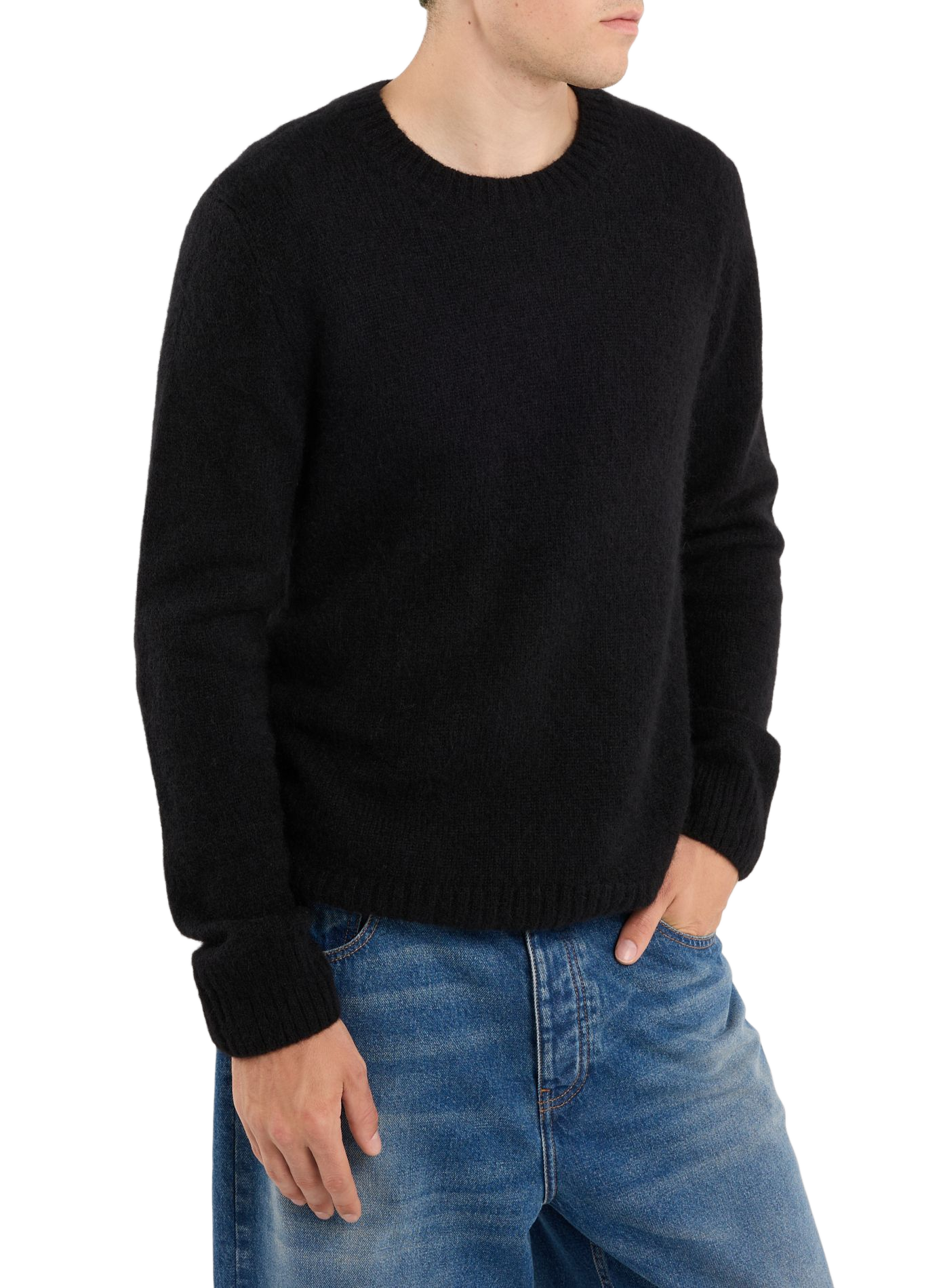 Round-neck alpaca blend sweater. SAISON 1865 Black