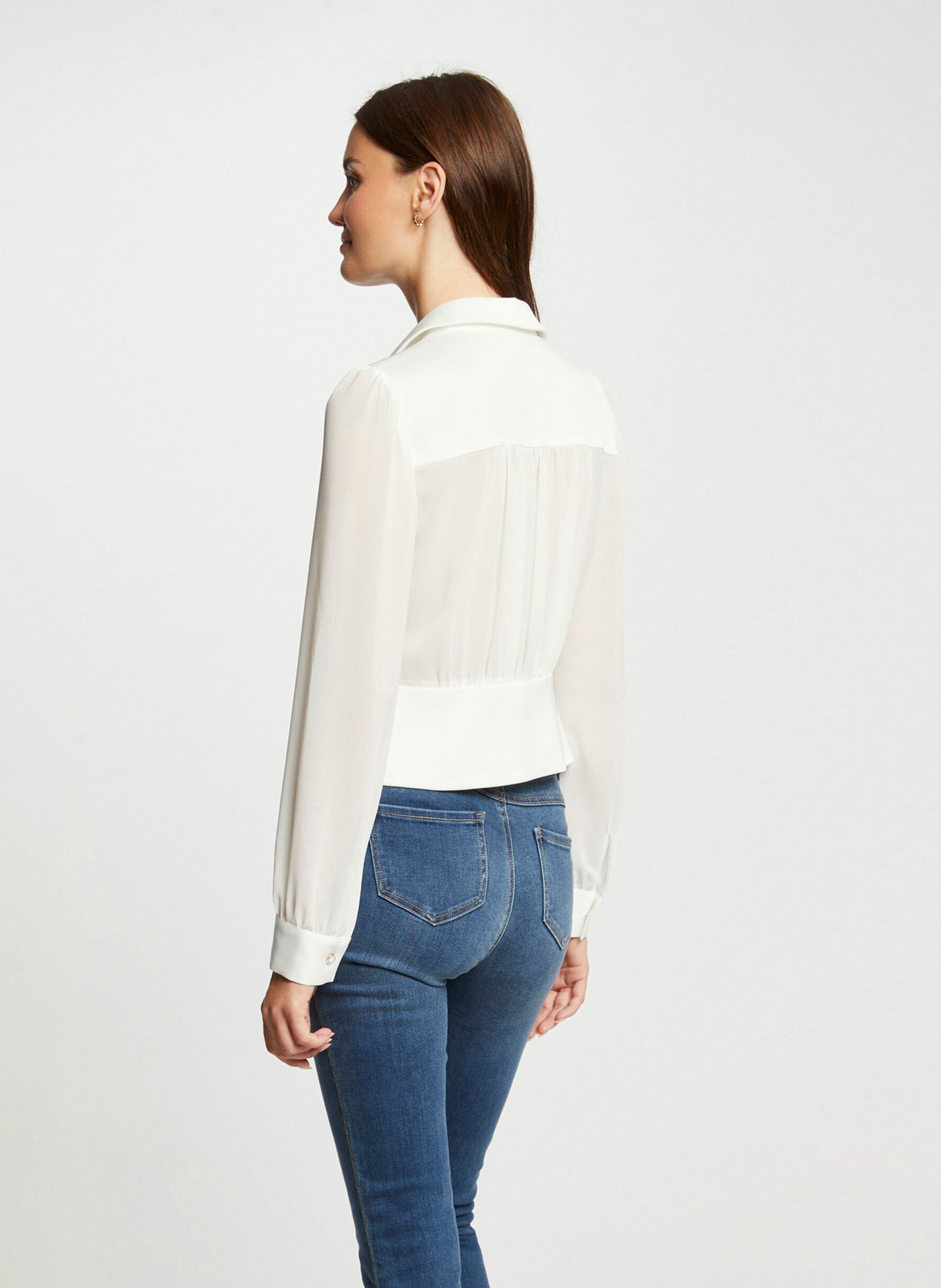 Shirt collar blouse MORGAN White