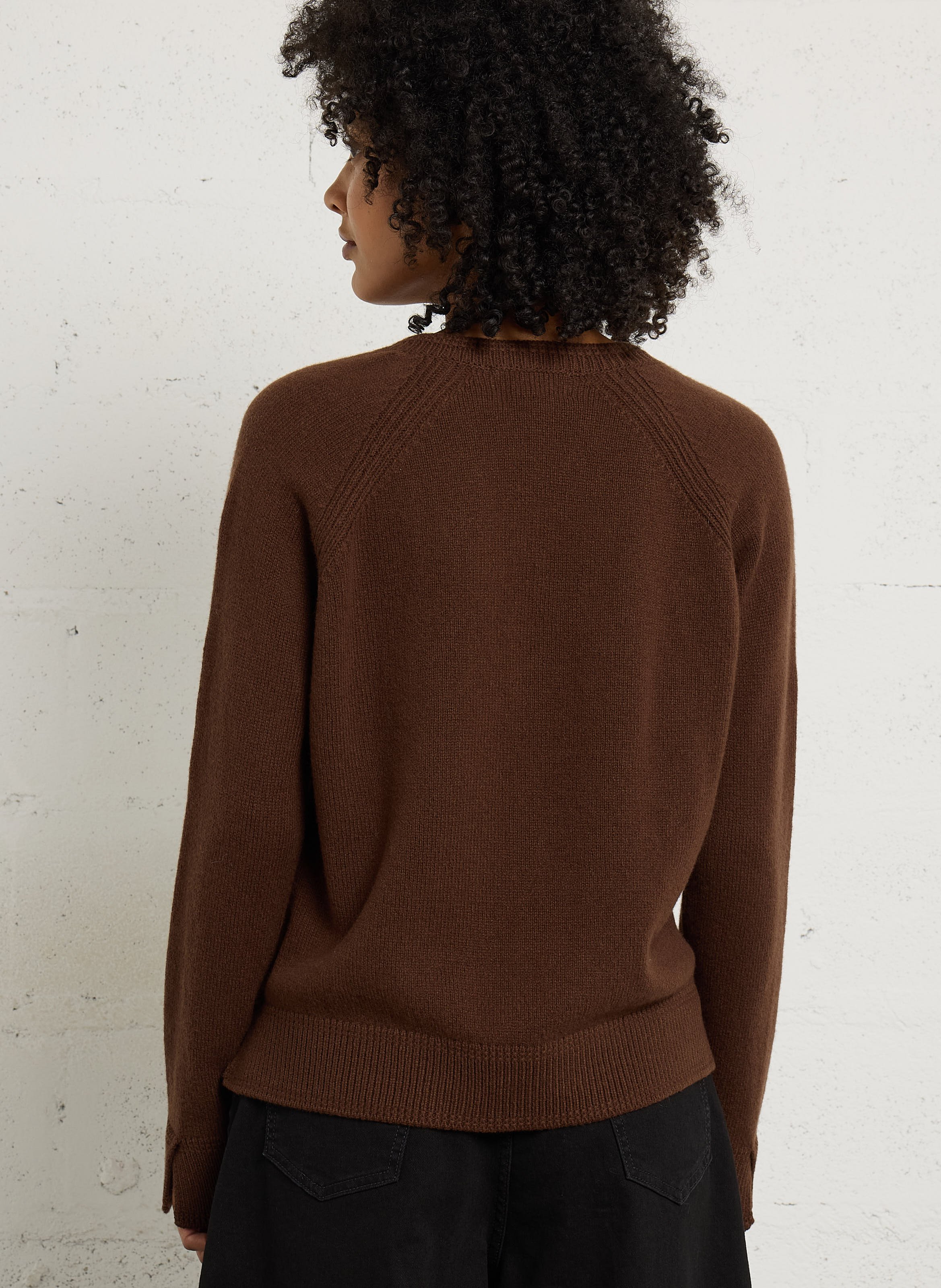 Oversized V-neck wool and cashmere sweater MAISON ANJE Brown
