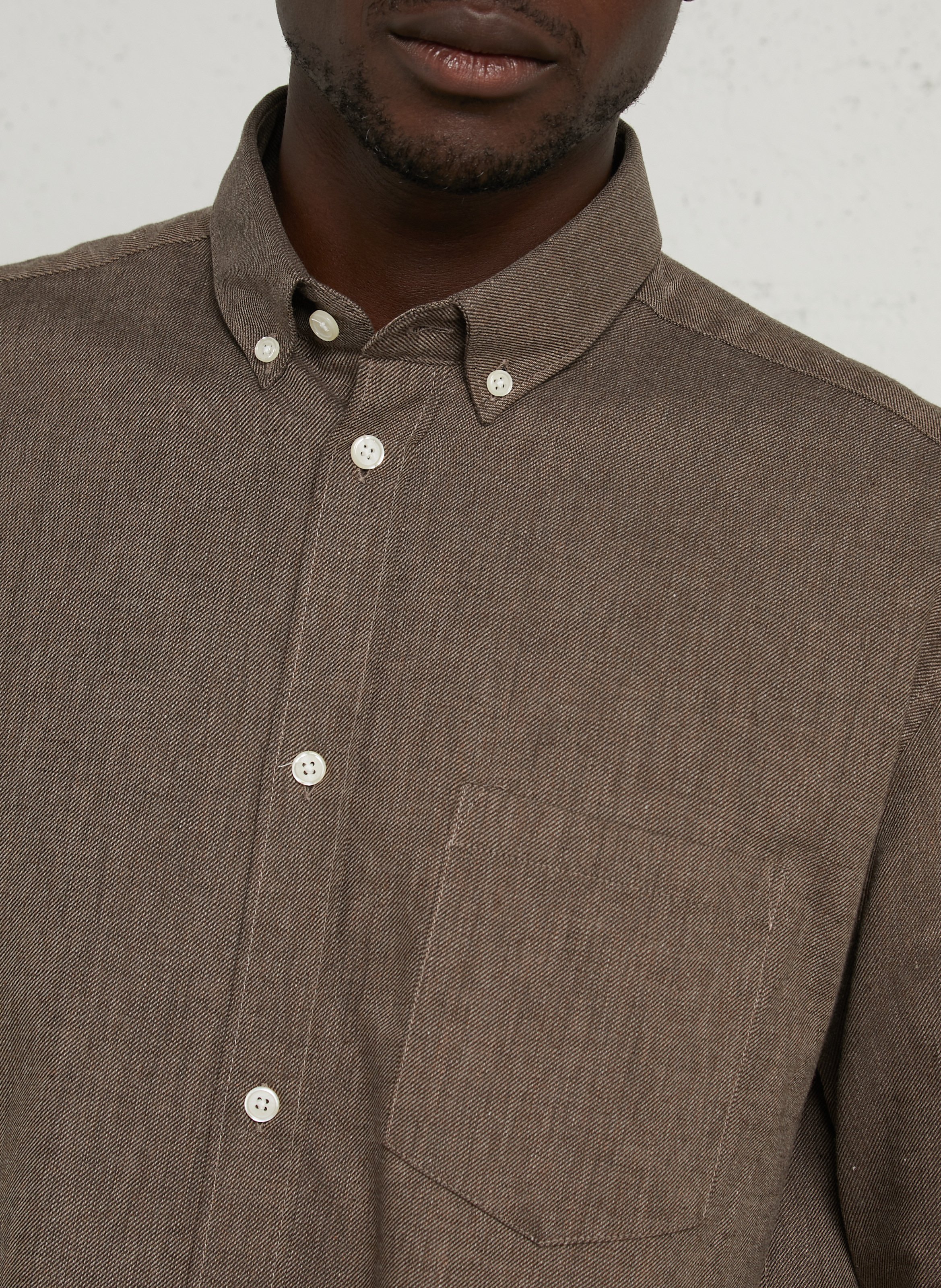 Chemise regular en coton AU PRINTEMPS PARIS Marron