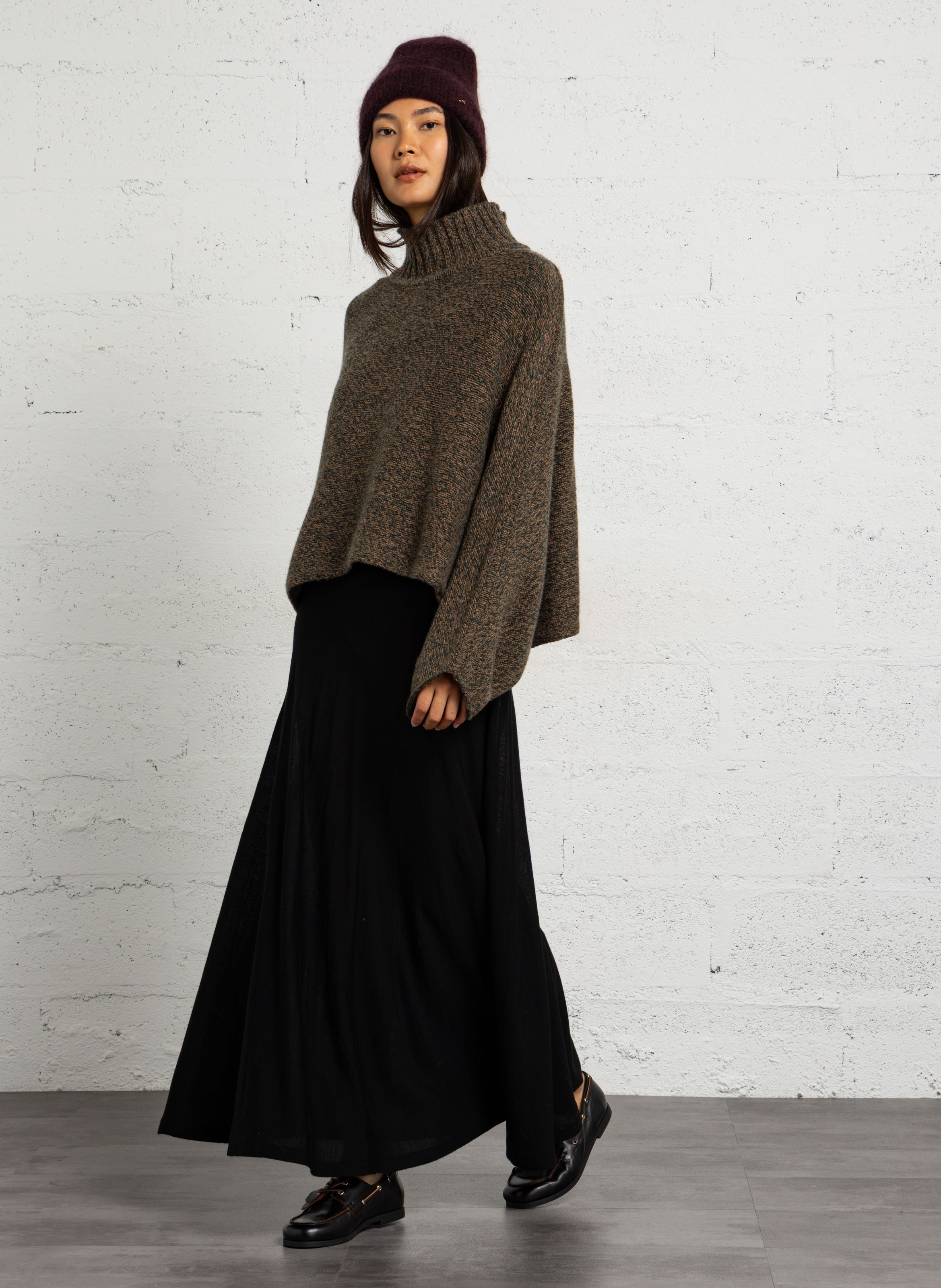 Pull oversize col montant en laine MARGAUX LONNBERG Vert