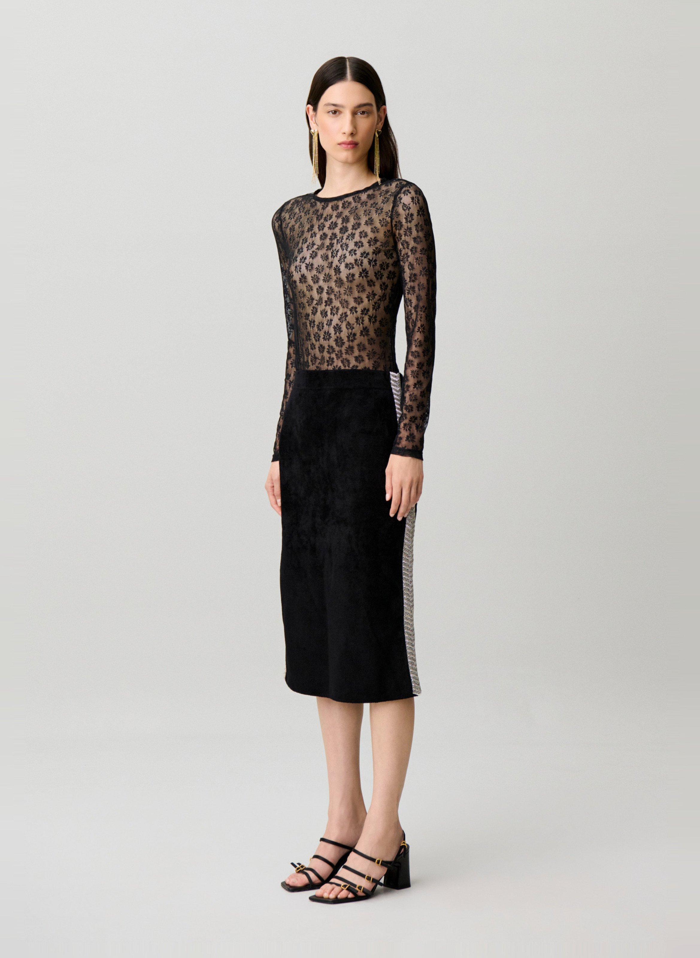 Straight-cut midi skirt CLAUDIE PIERLOT Black