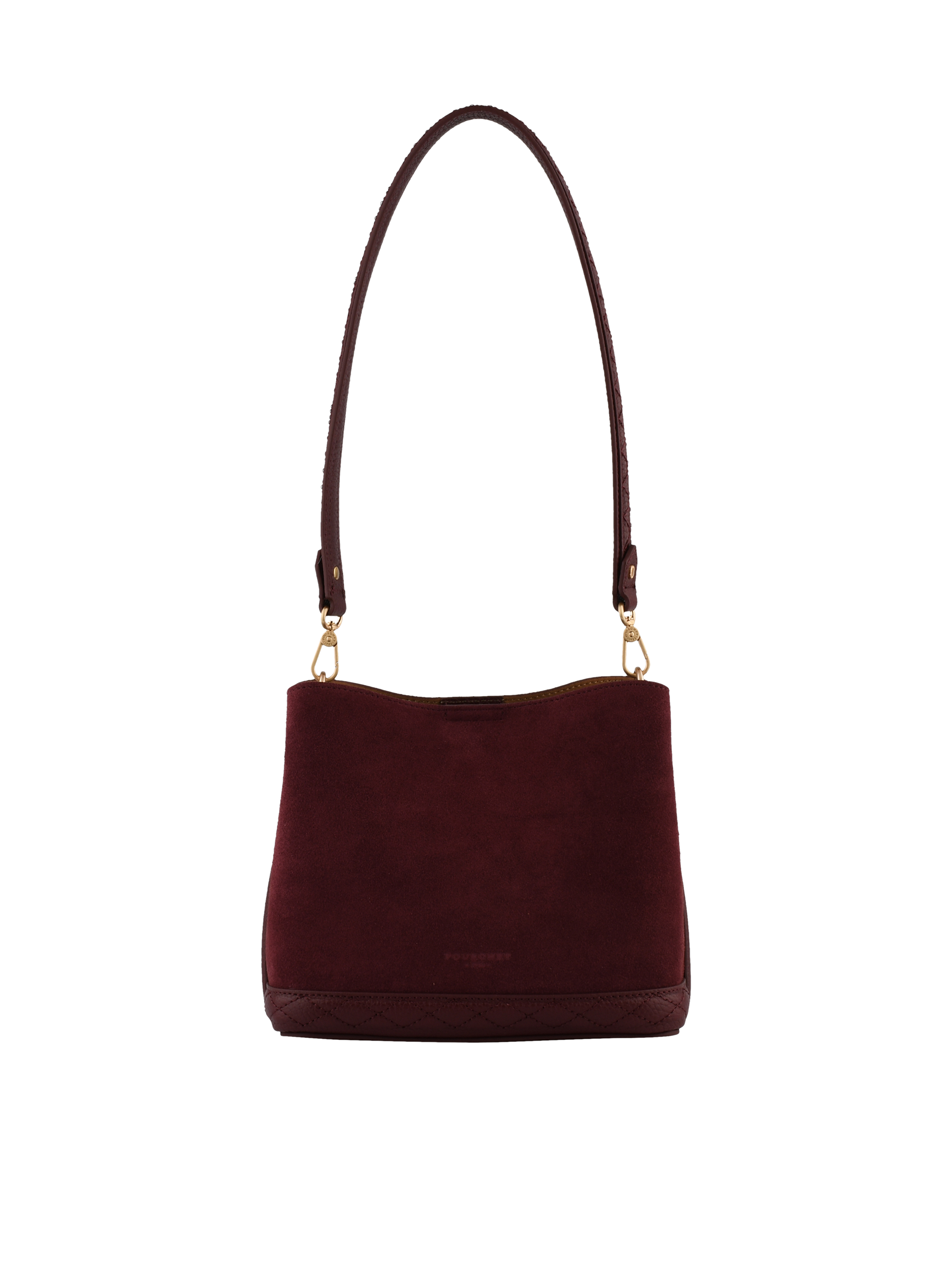 Cowhide suede leather shoulder bag POURCHET Red