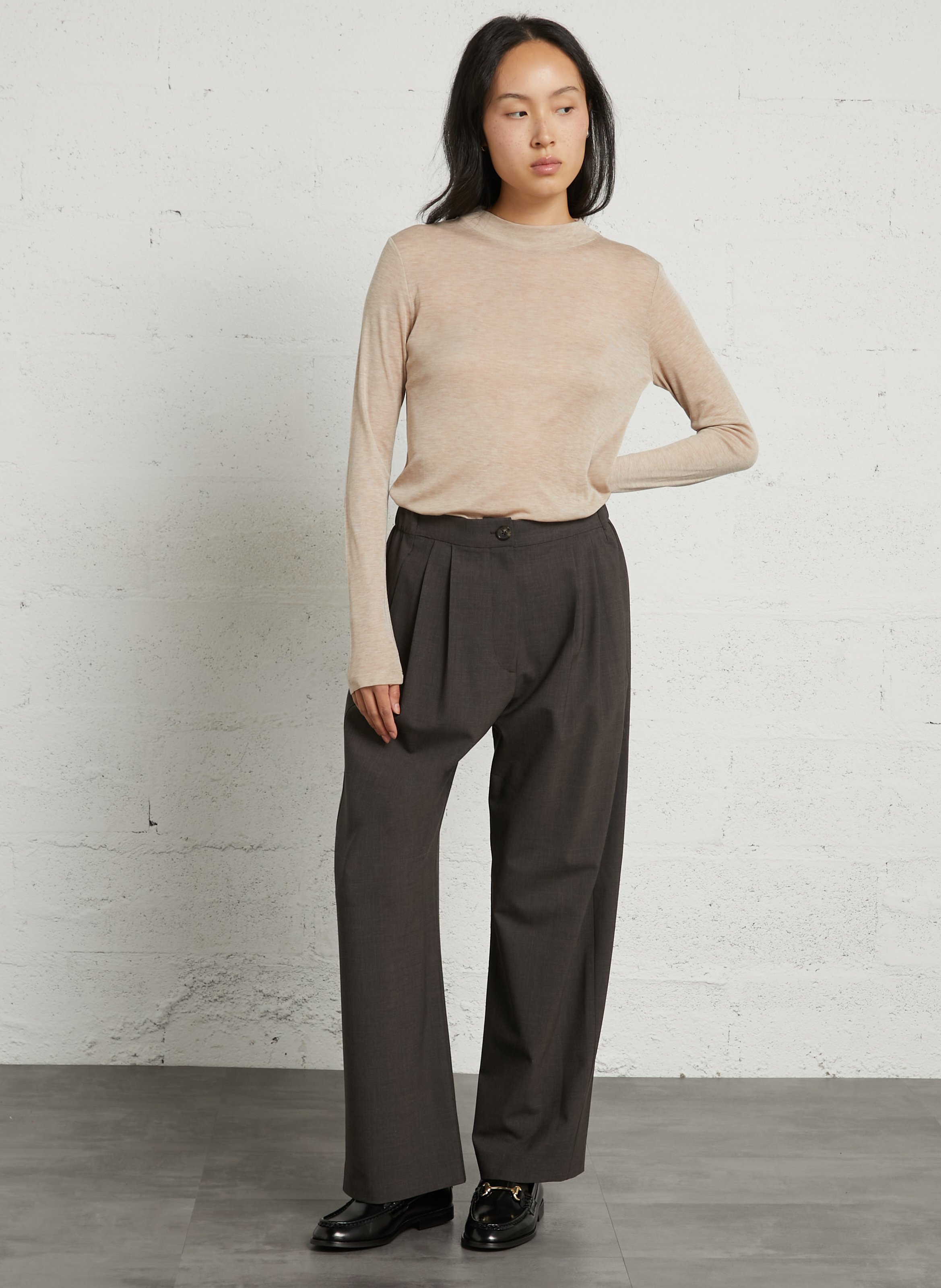 Effen T-shirt met lange mouwen MAISON 123 Wit