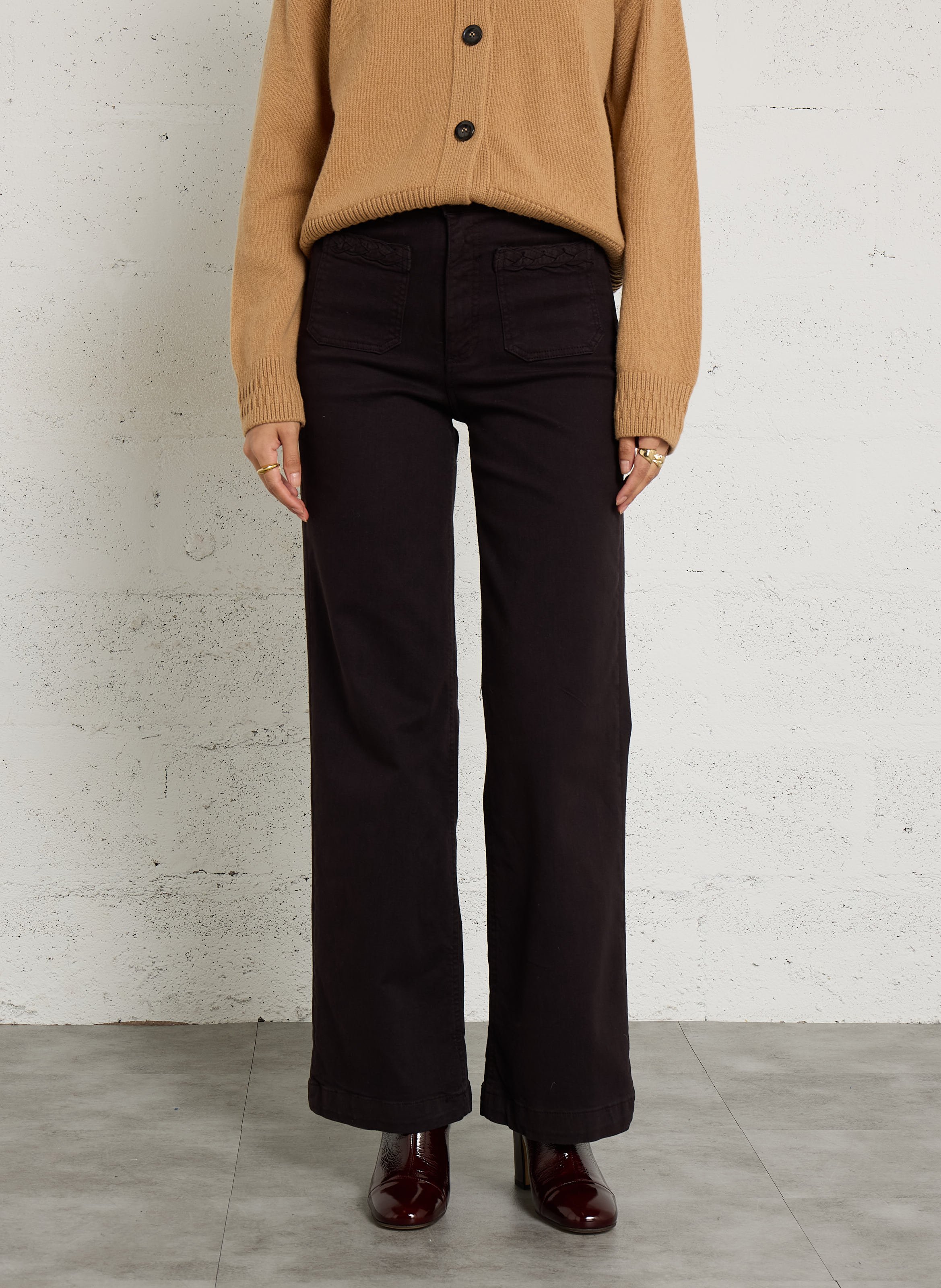 Wijde broek met hoge taille MAISON HOTEL Bruin