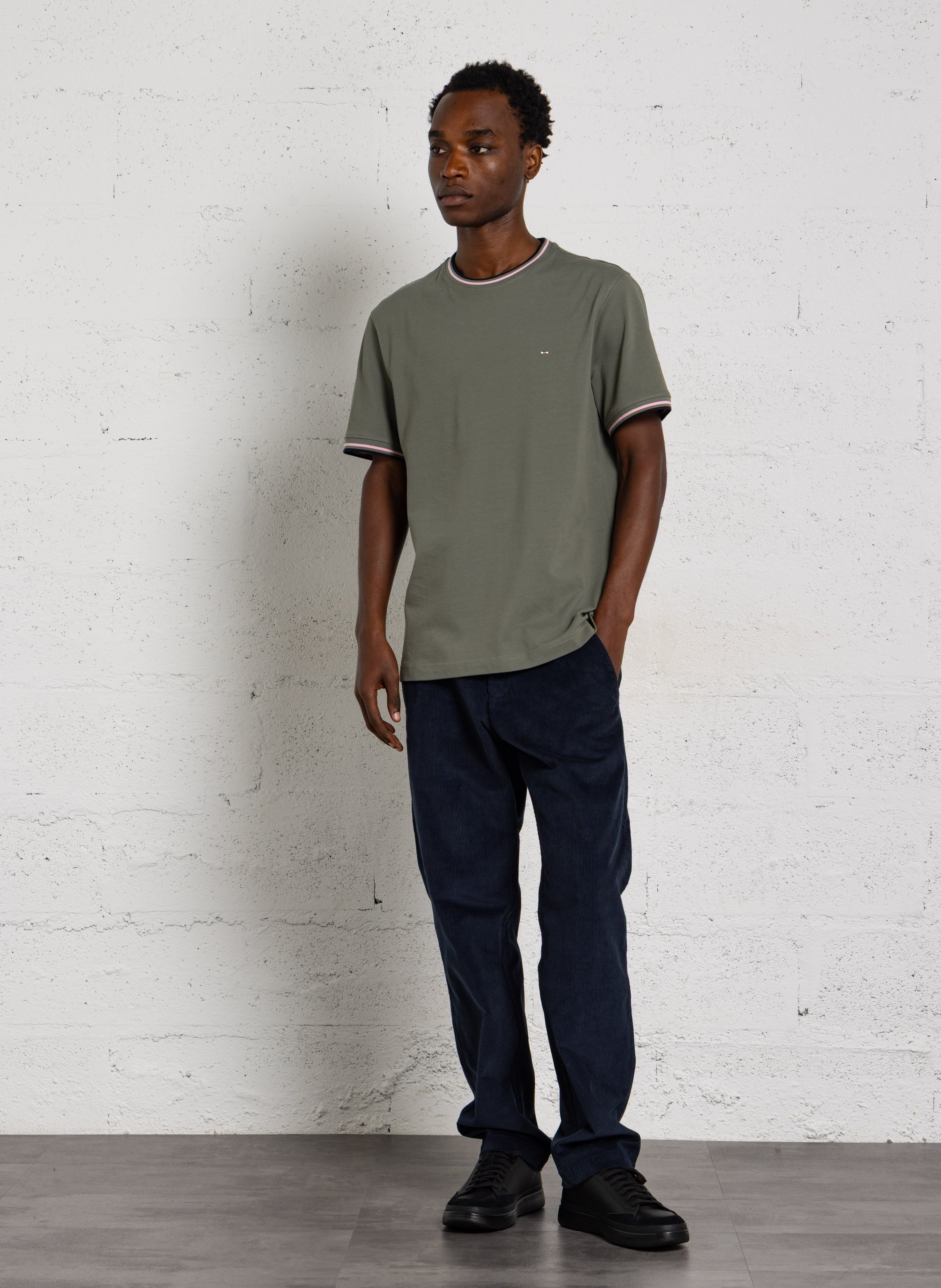 Tee-shirt col rond droit uni EDEN PARK Kaki
