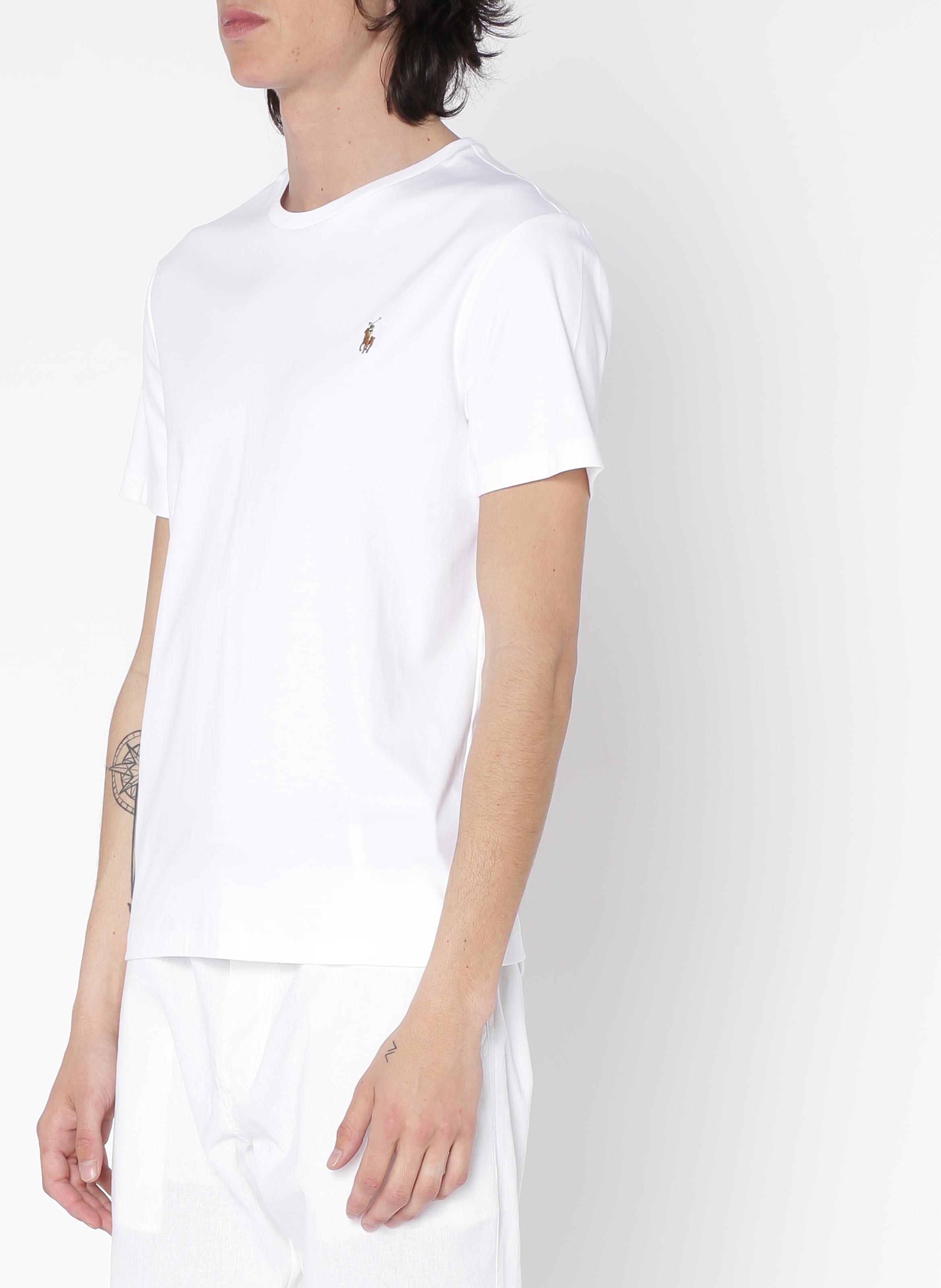 Round-neck slim-fit pima cotton T-shirt with Pony Player POLO RALPH LAUREN