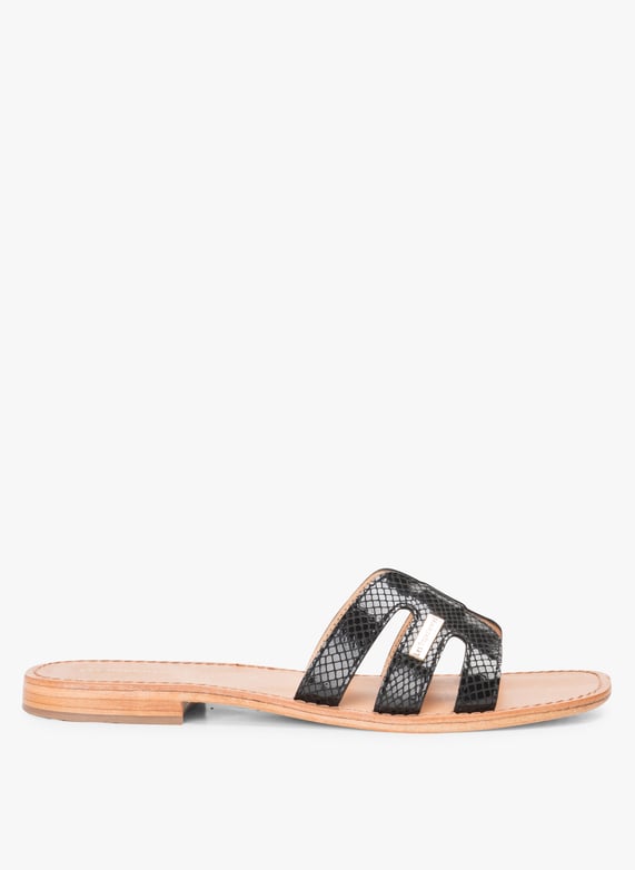 LES TROPEZIENNES PAR M.BELARBI HADAMIA Black Flat leather mules