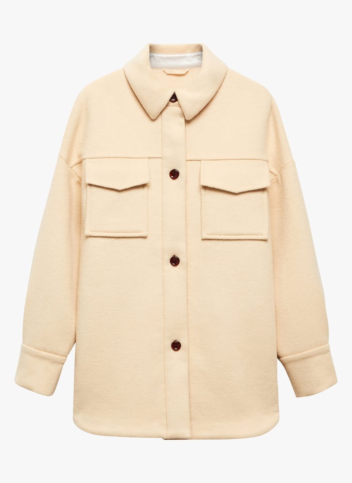 Surchemise droite col classique en laine m lang e Jaune