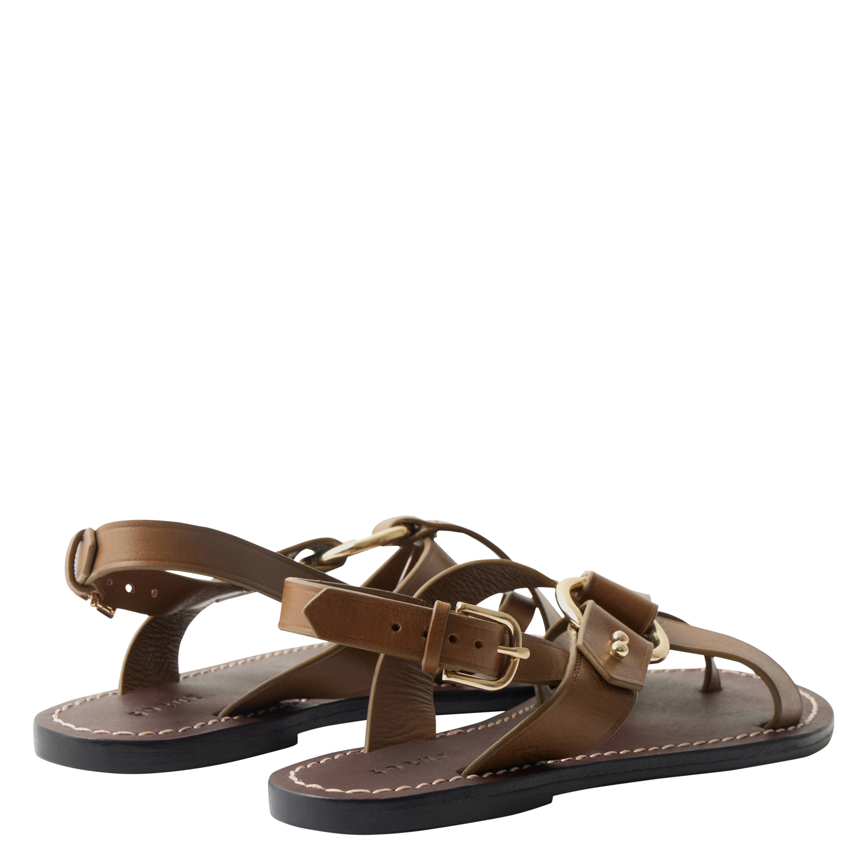 Platte, leren sandalen SOEUR Bruin