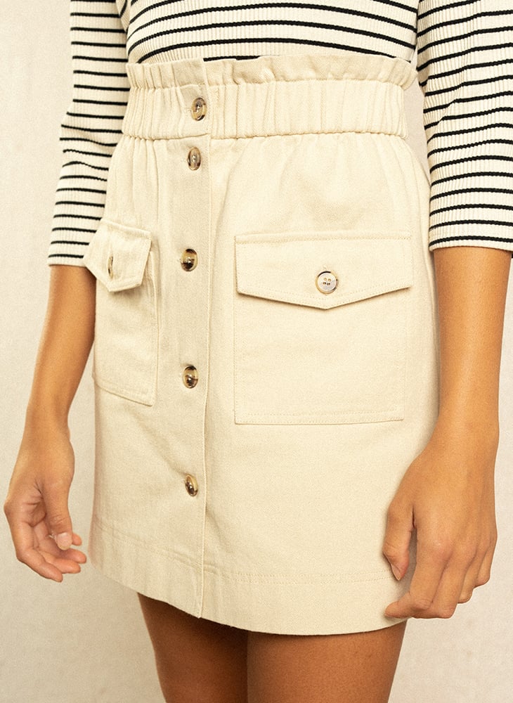 High-waisted straight-cut cotton skirt GRACE ET MILA White