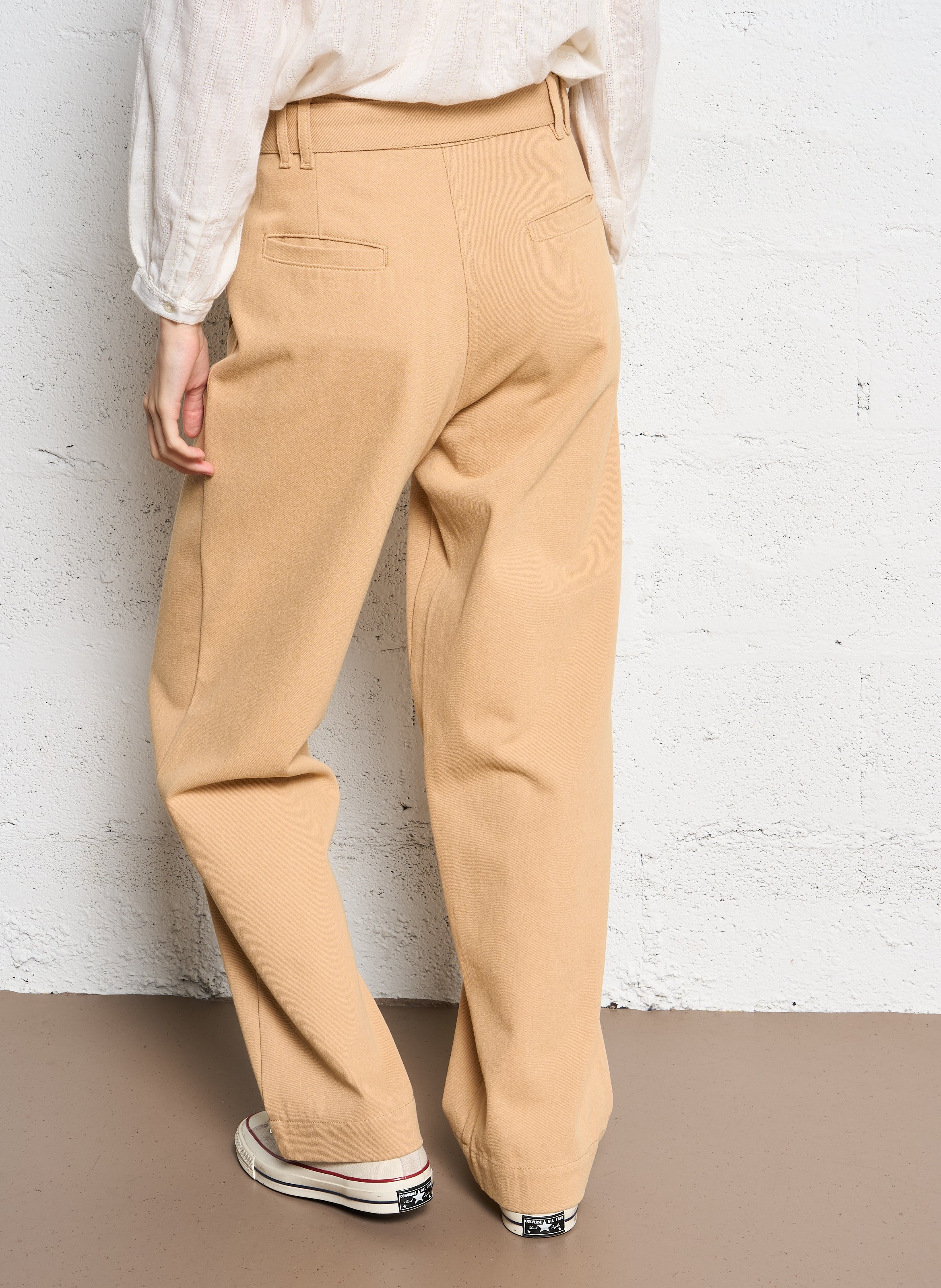 Weit geschnittene Jeans Beige