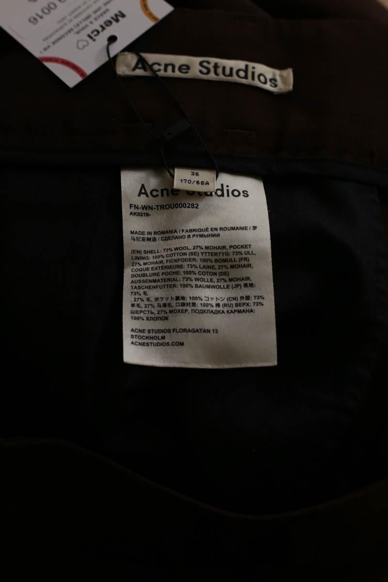 Straight linen trousers ACNE STUDIOS - Seconde Main Brown