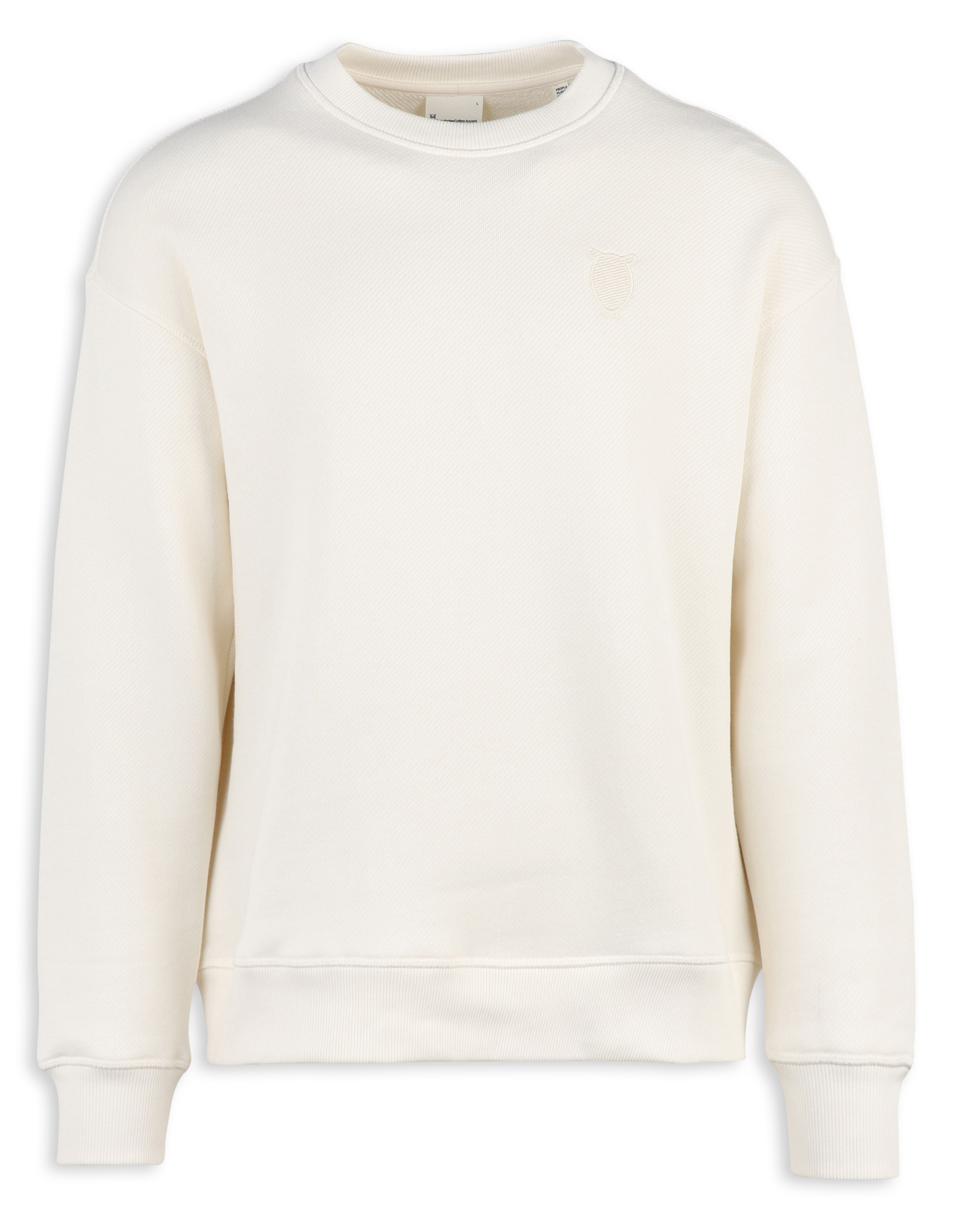 Sweat droit à broderie logo en coton bio KNOWLEDGE COTTON APPAREL Blanc