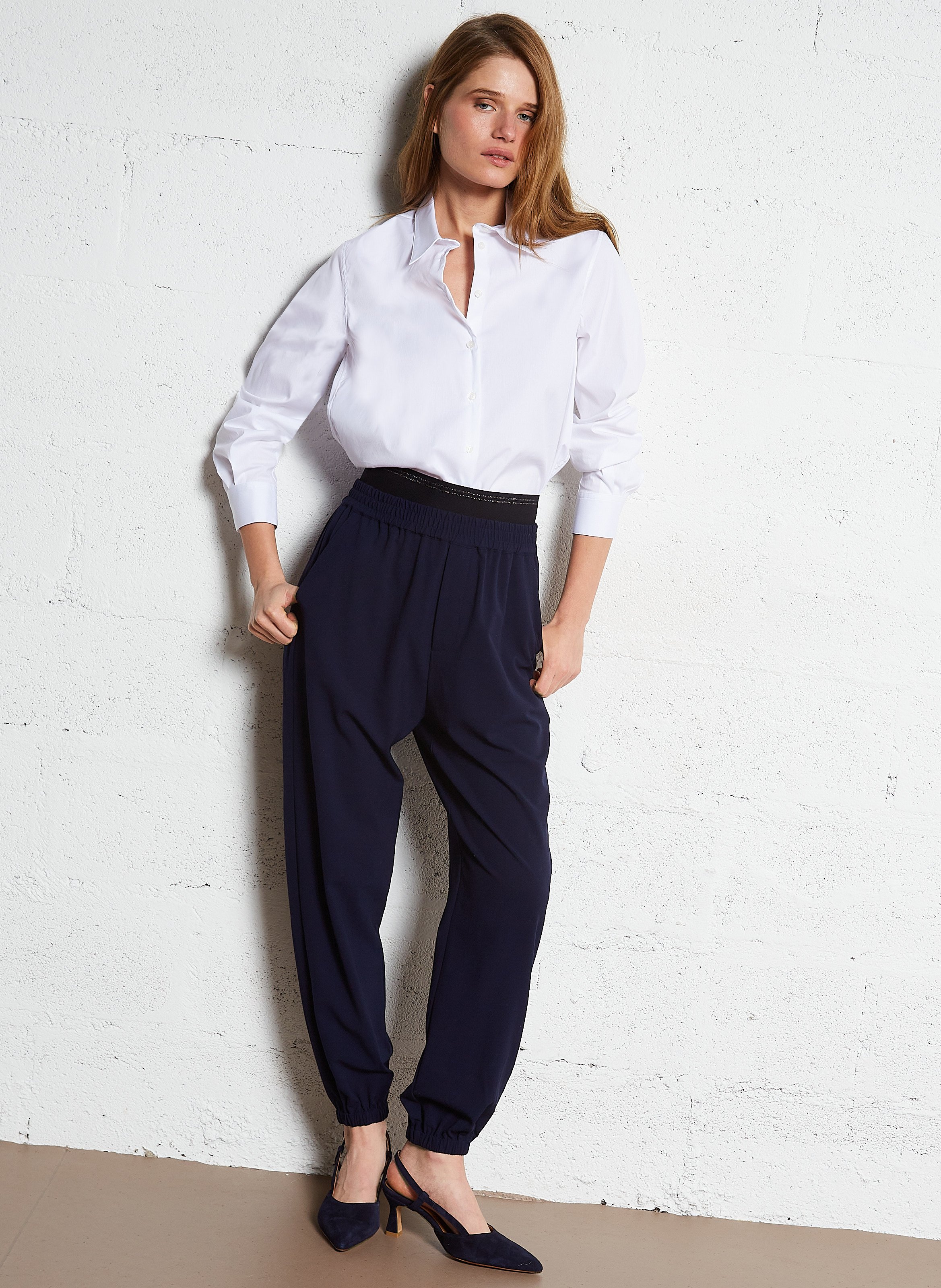 Chemise droite en coton mélangé IKKS Blanc