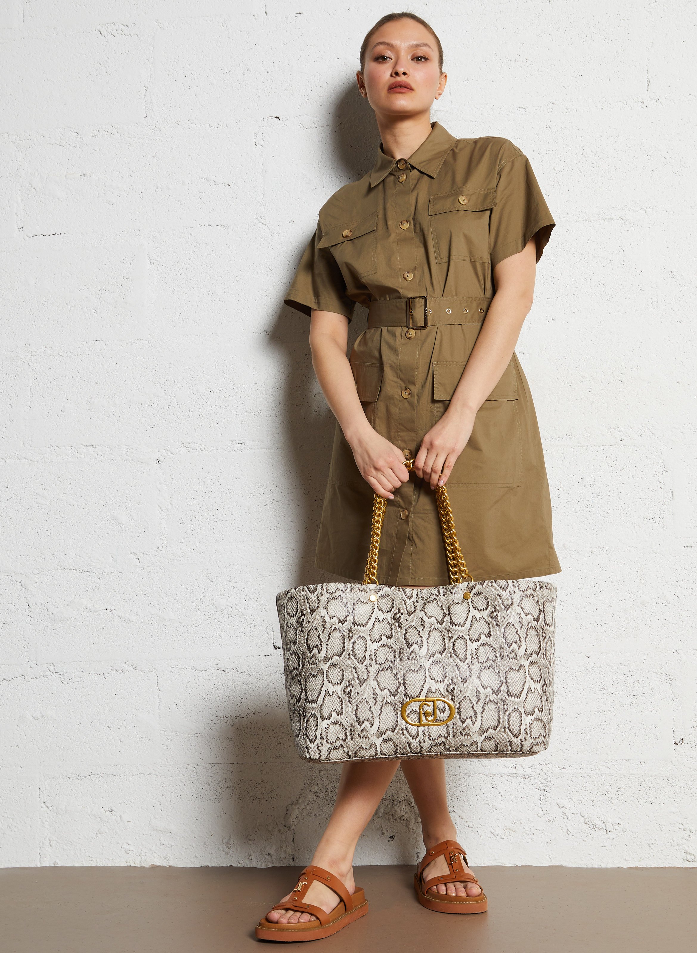 Sac shopping à imprimé python LIU JO Marron