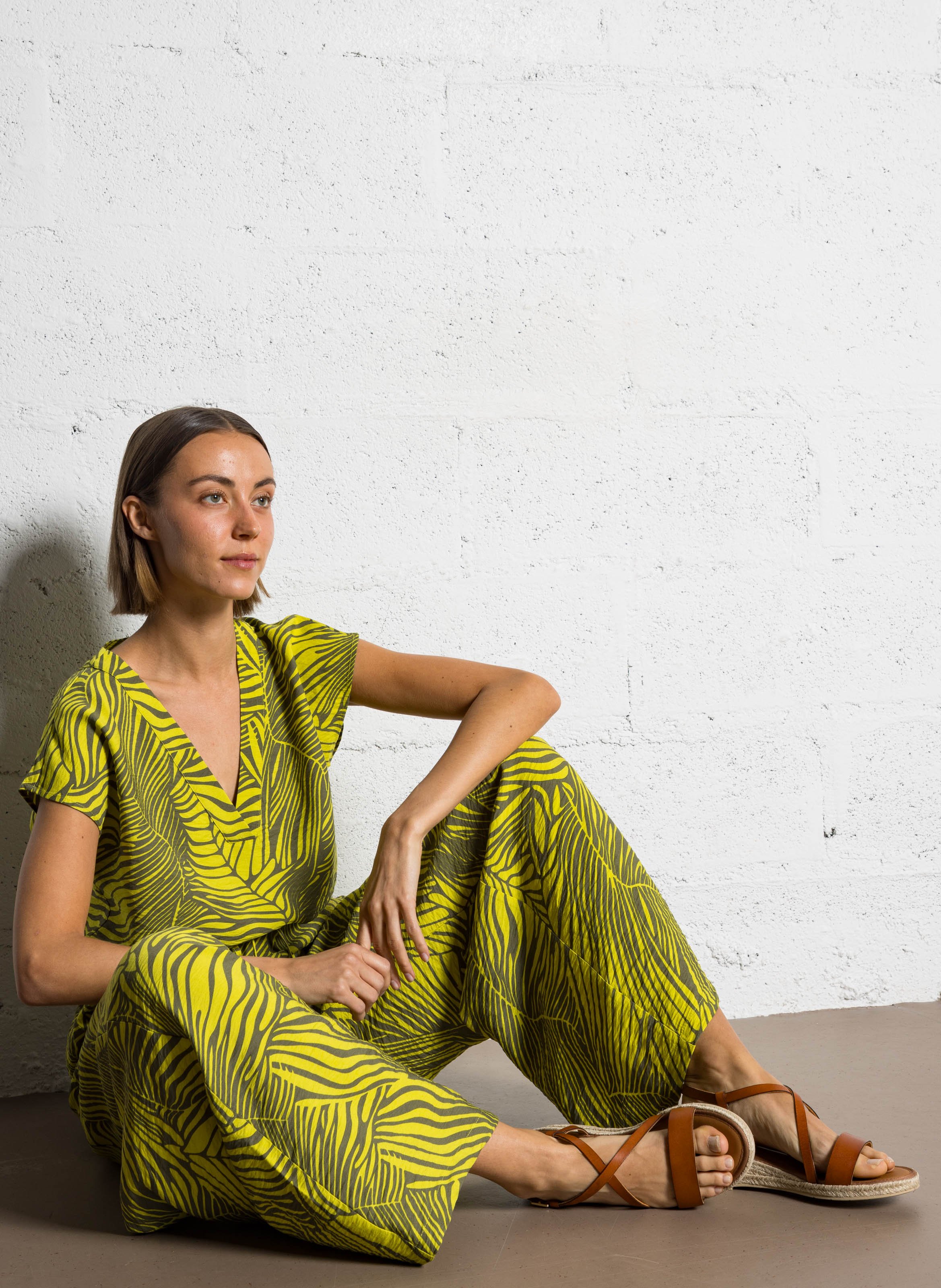 Pantalon large imprimé VILA Vert