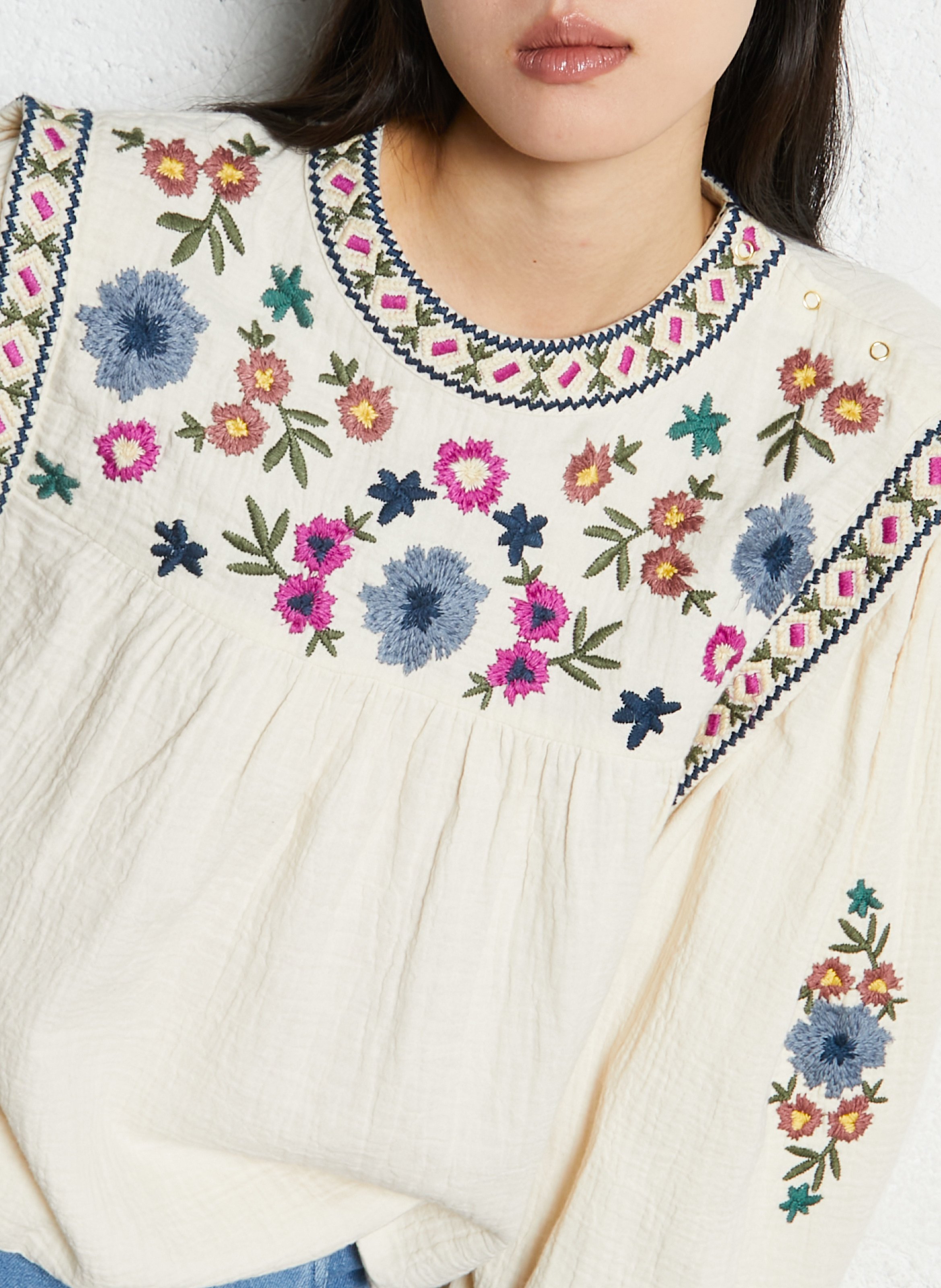 Round-neck cotton blouse LOUISE MISHA Beige