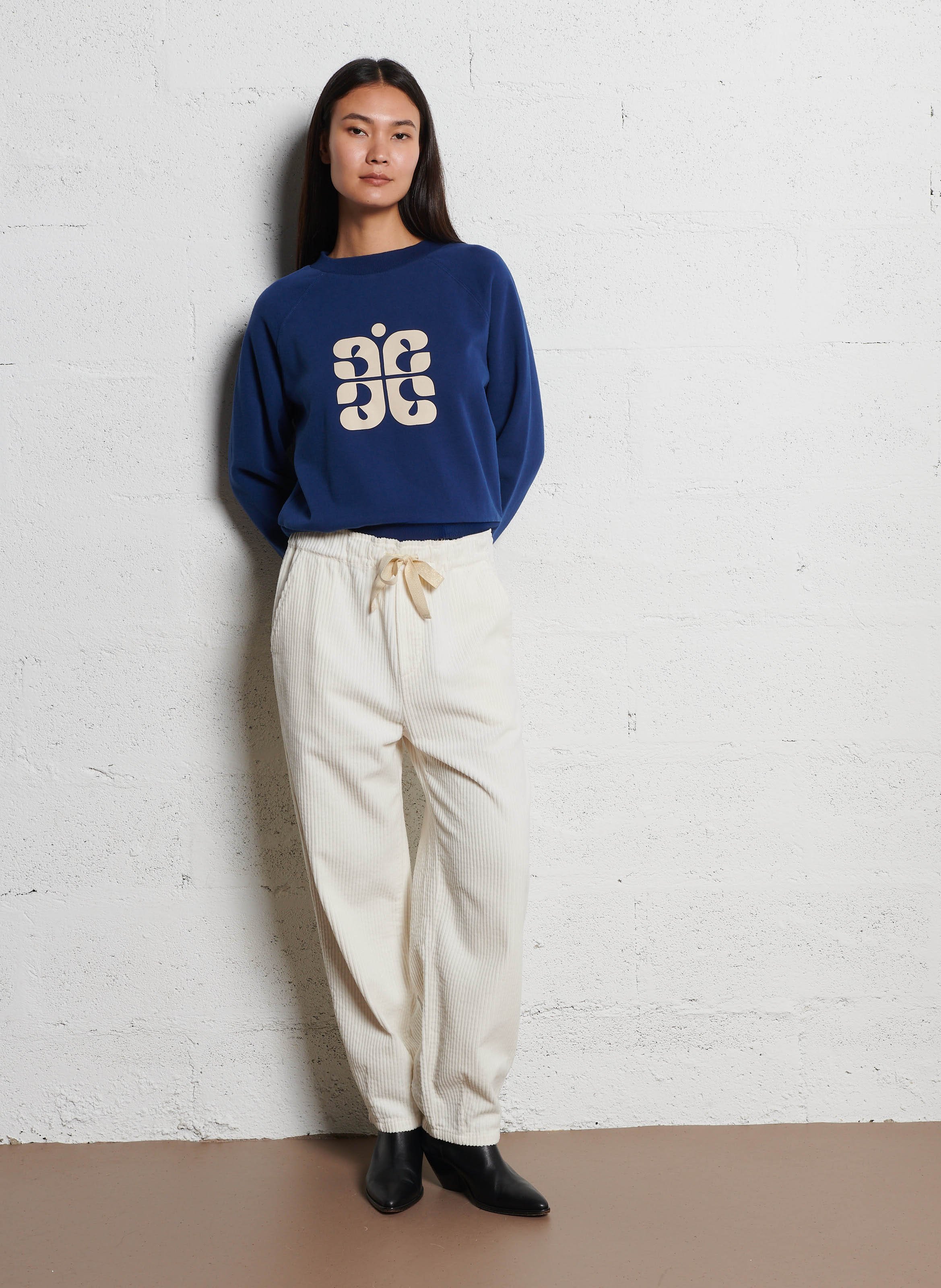 Rundhalsausschnitt Bio-Baumwoll-Boxy-Sweatshirt EMILE ET IDA Blau
