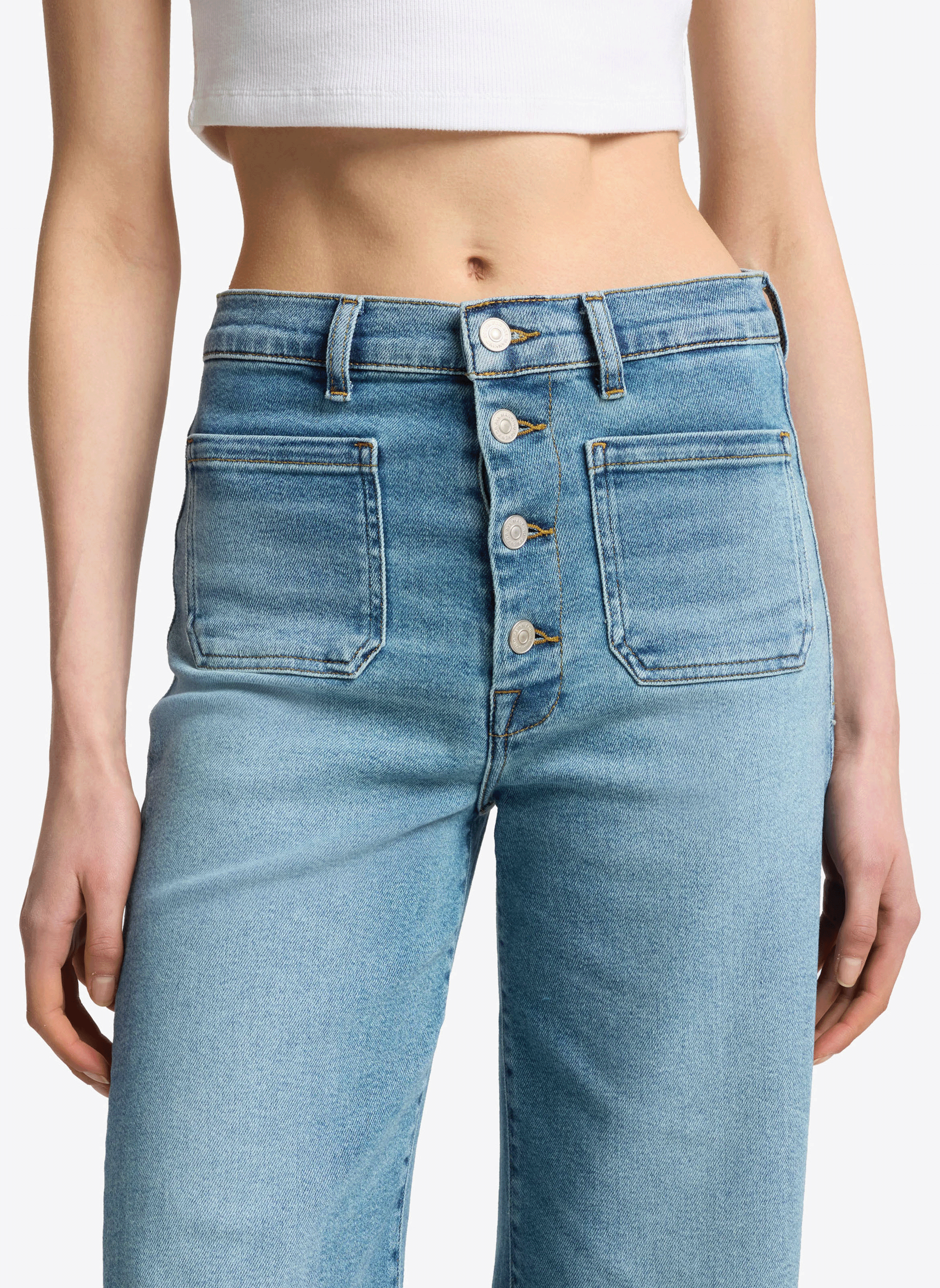 Bootcut broek met hoge taille 7 FOR ALL MANKIND Zwart