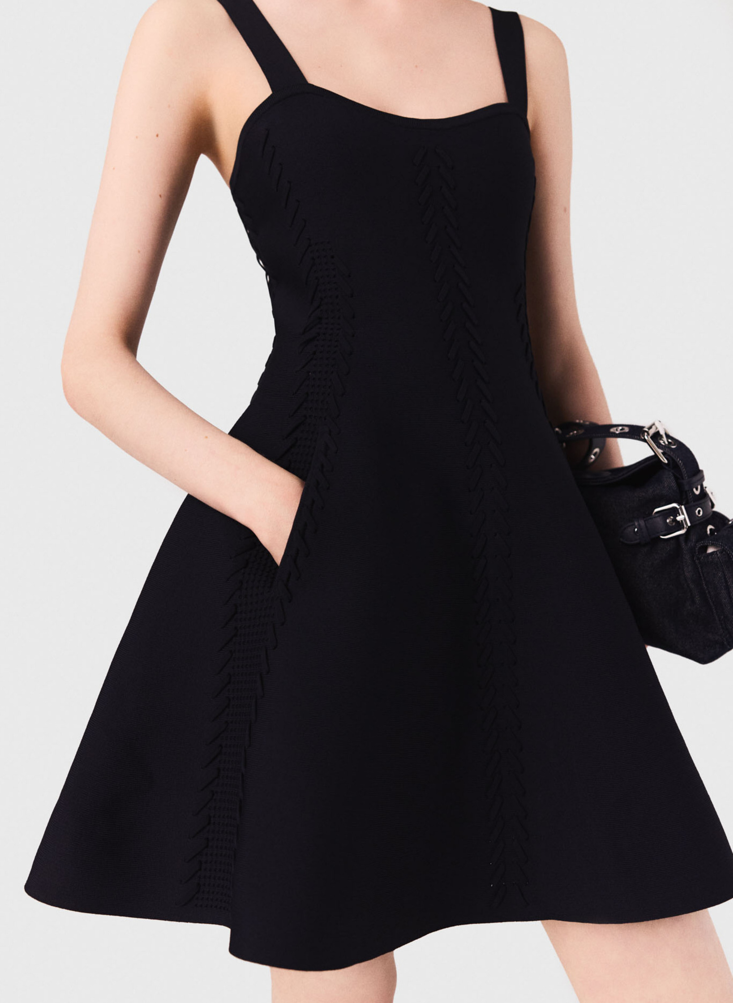 Short skater dress with straps Blue