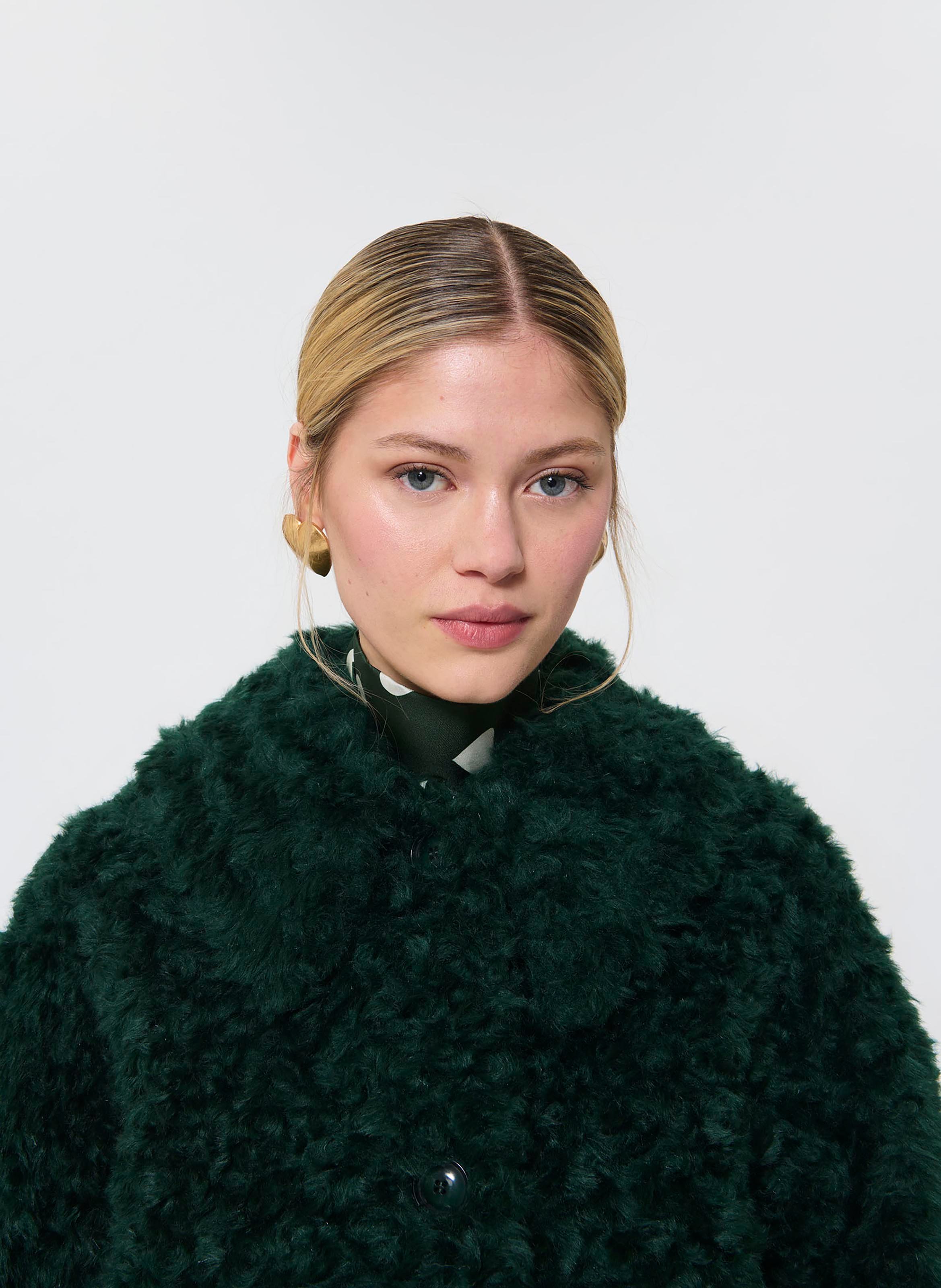 Faux fur coat with classic collar TARA JARMON Green