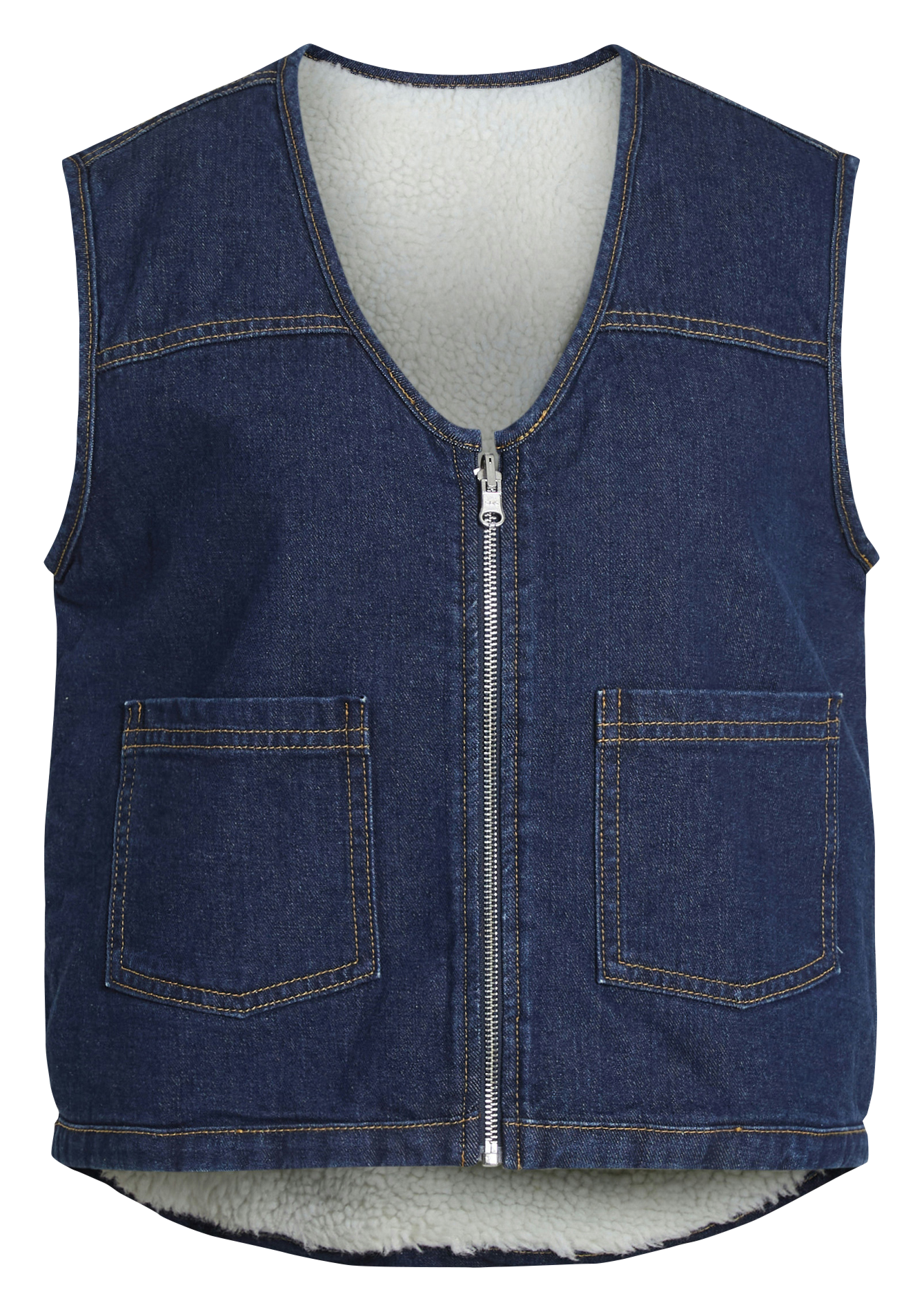 Sleeveless cotton denim jacket VILA Blue