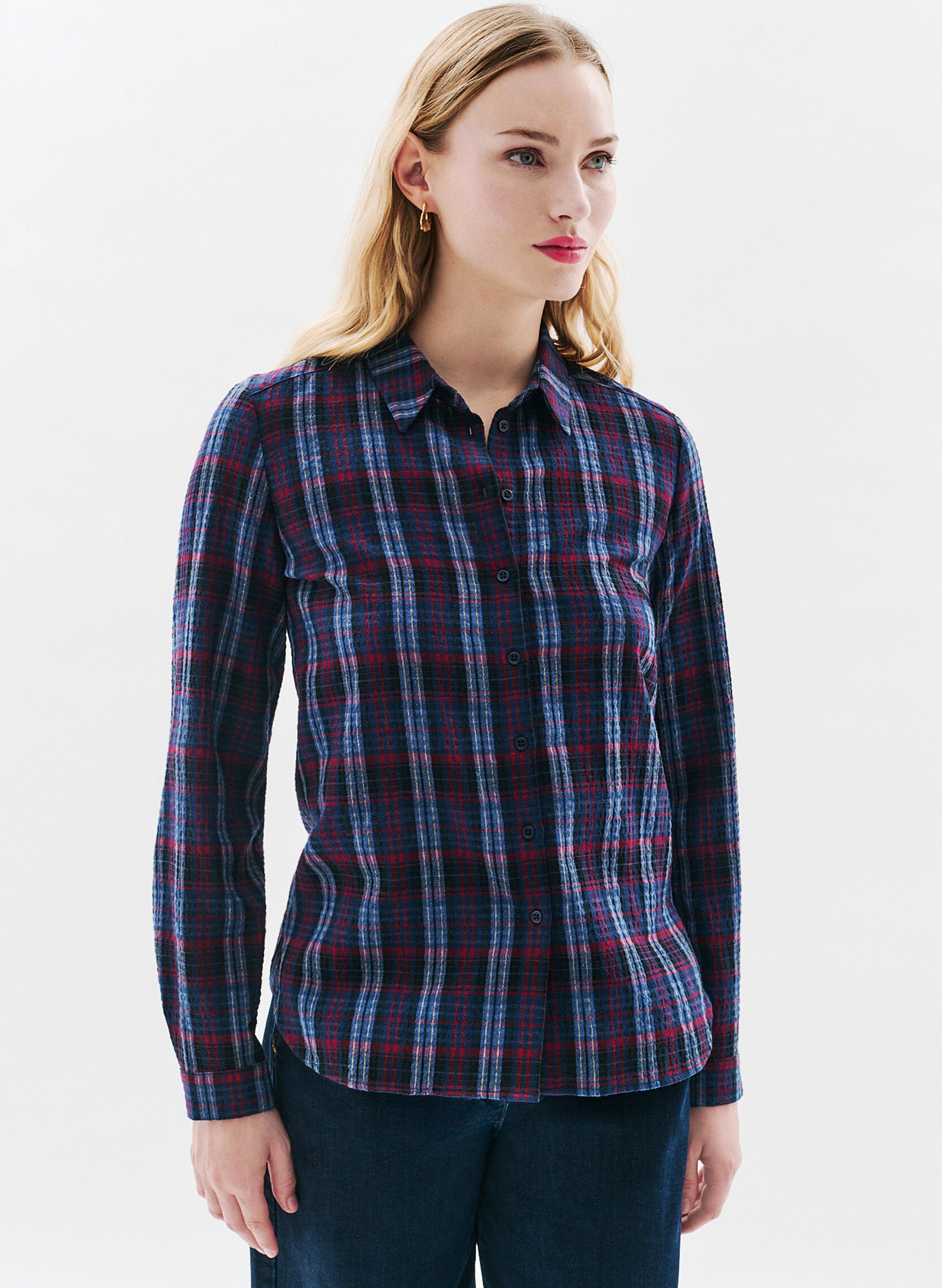 Straight checked shirt CAROLL Blue