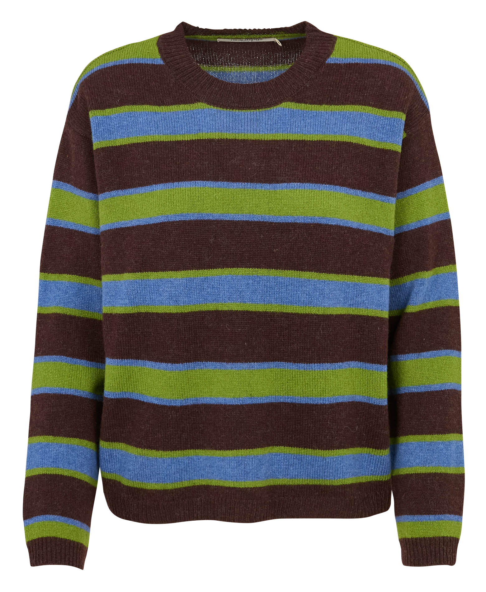 Pull oversize col rond rayé en laine mélangée NICE THINGS Marron
