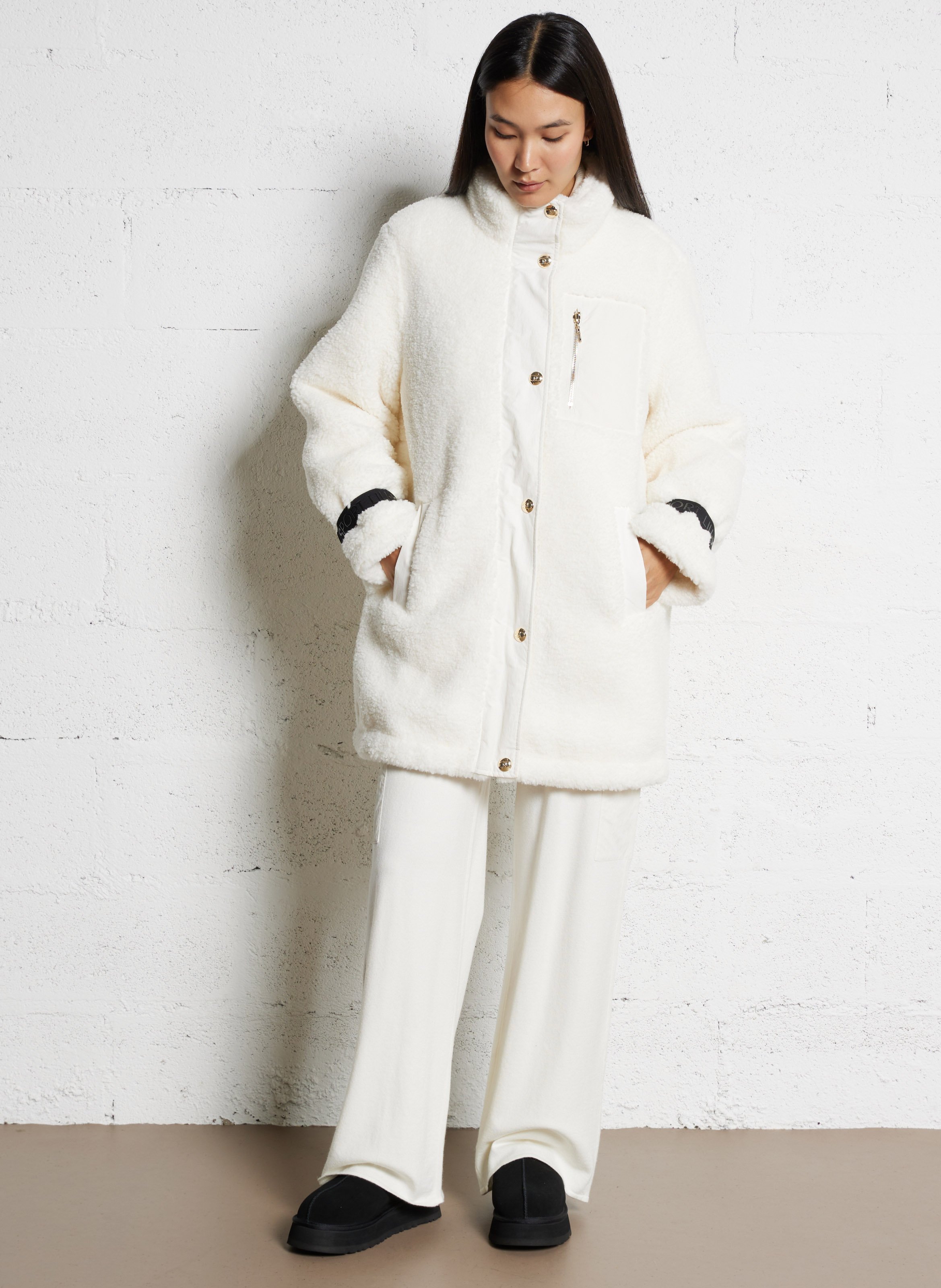 Deels leren klompen UGG Zwart