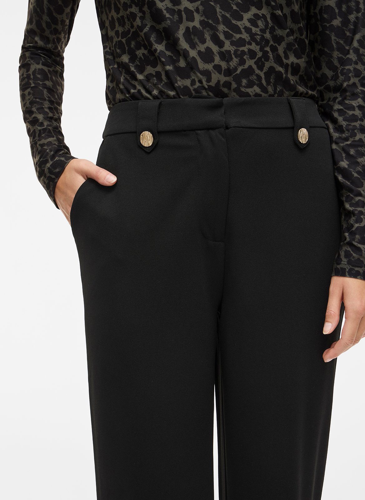 Pantalon flare taille haute unie VILA Noir