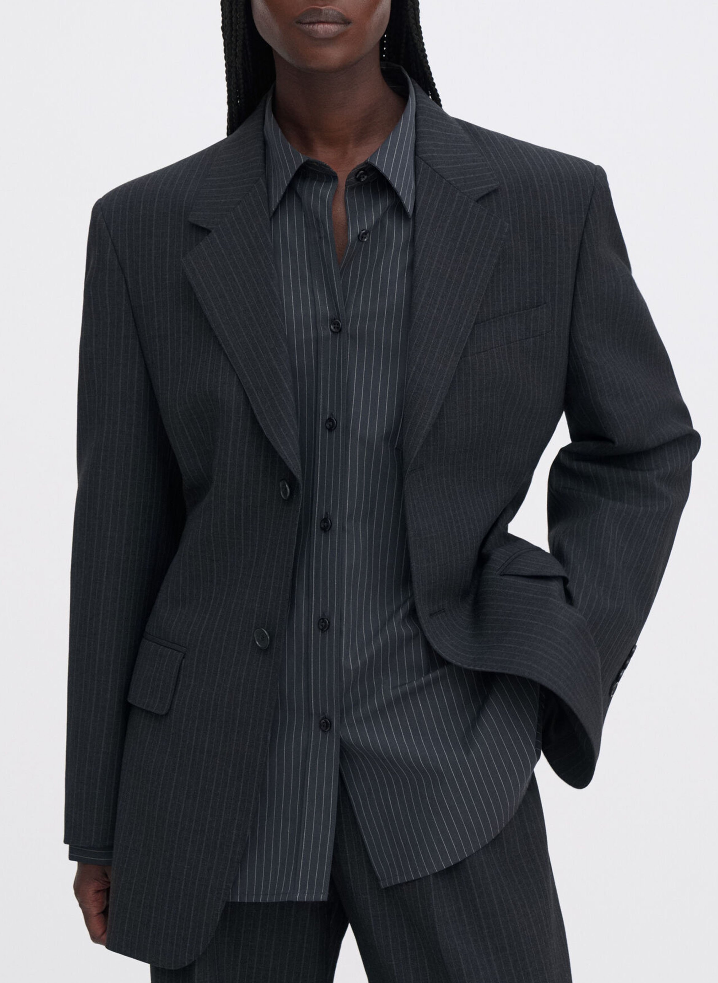 Fitted wool-blend suit jacket FILIPPA K Grey