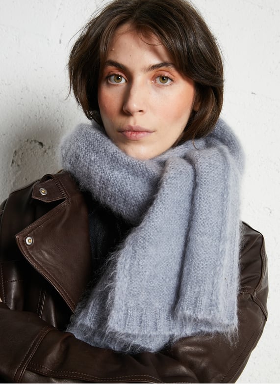 Echarpe unie en laine mélangée Charlette Orage Des petits hauts