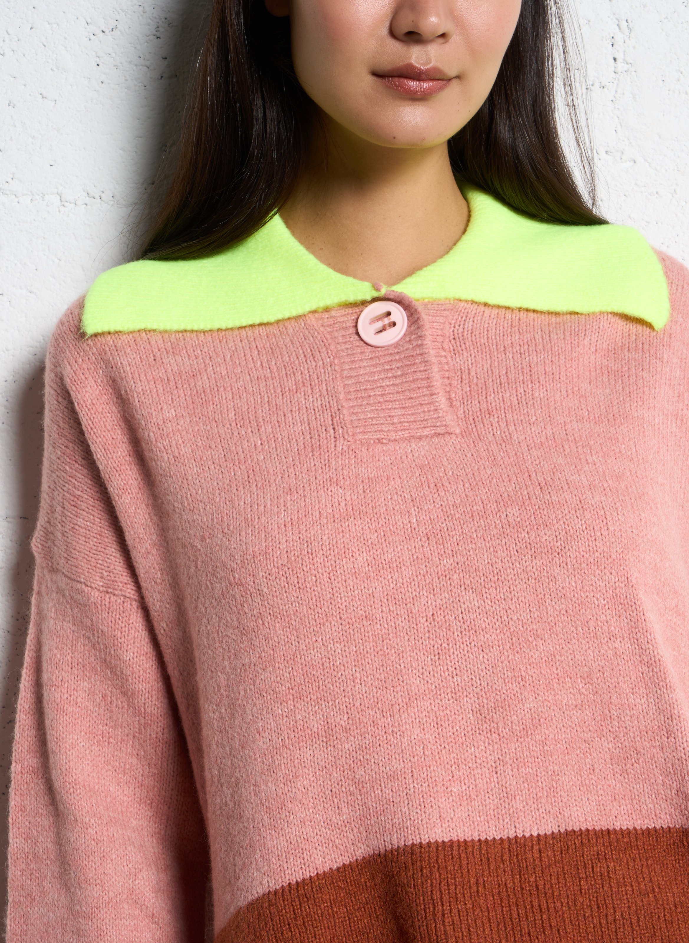 Pull oversize col classique  DR BLOOM Rose