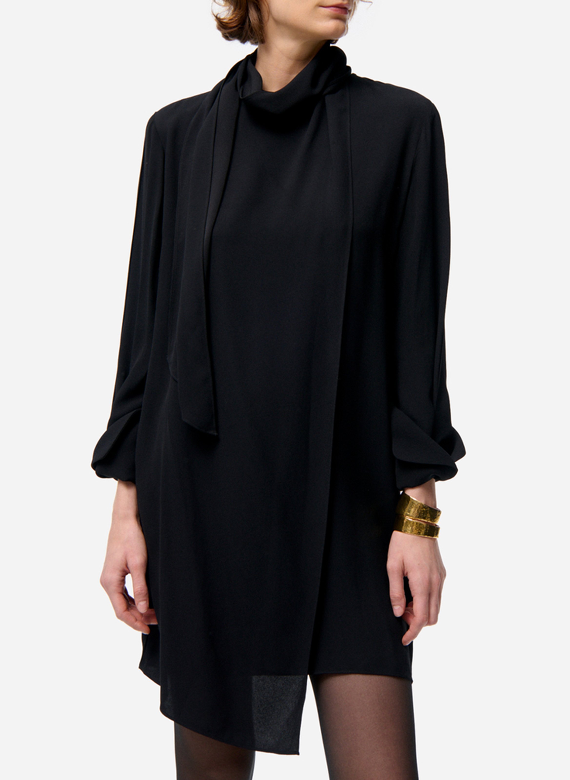 Korte jurk met strikkraag VANESSA BRUNO Zwart